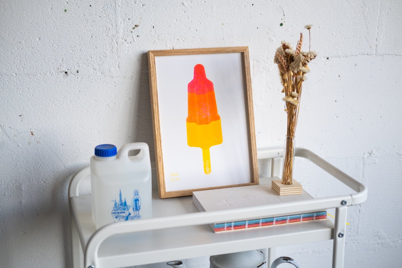 Raketje - A4 riso art print - 100524 Raket ijsje Risoprint geel