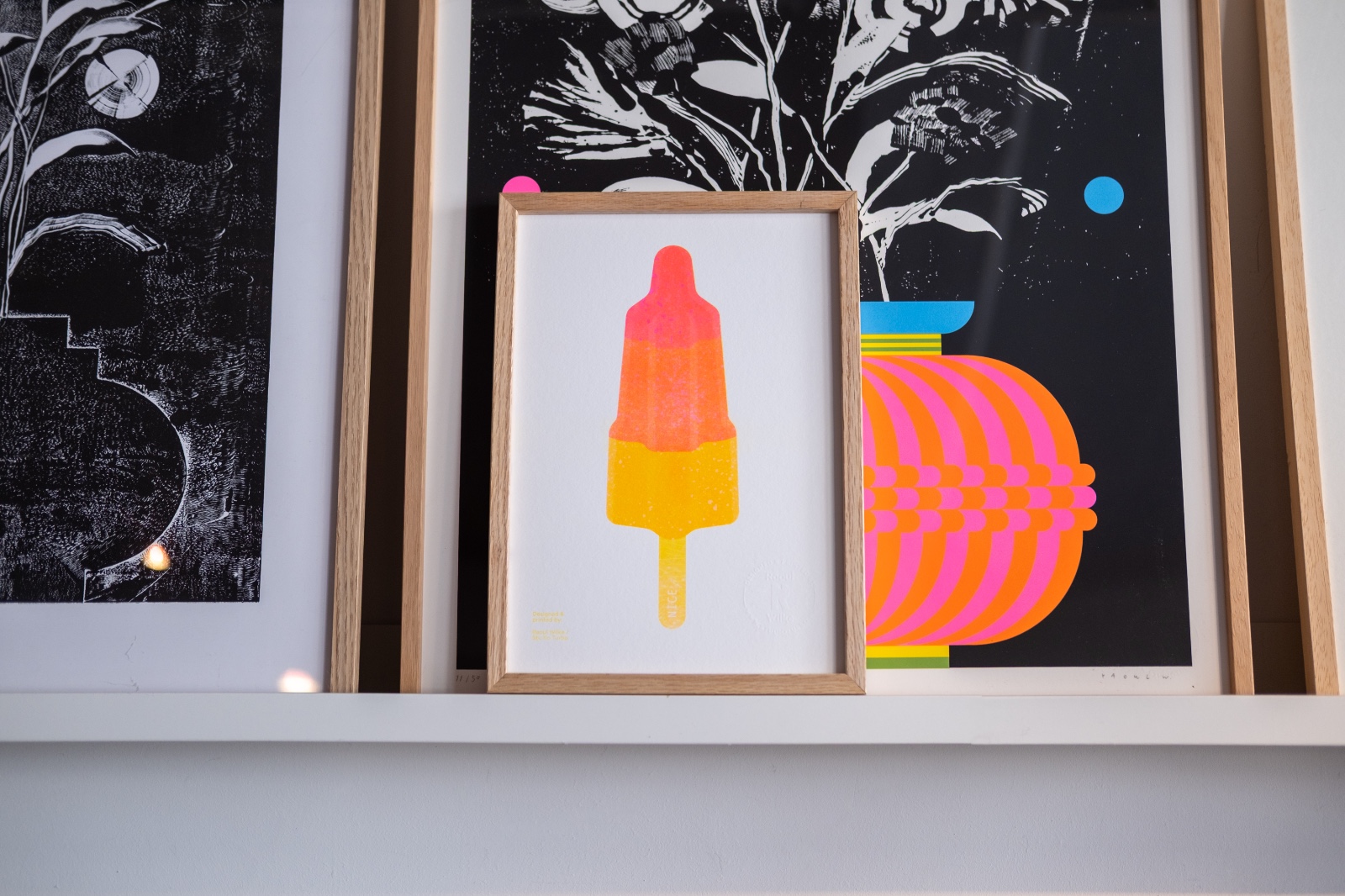 Raketje - A4 riso art print - 100529 Raket ijsje Risoprint geel