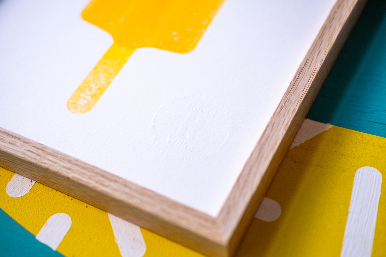 Raketje - A4 riso art print - 100530 Raket ijsje Risoprint geel