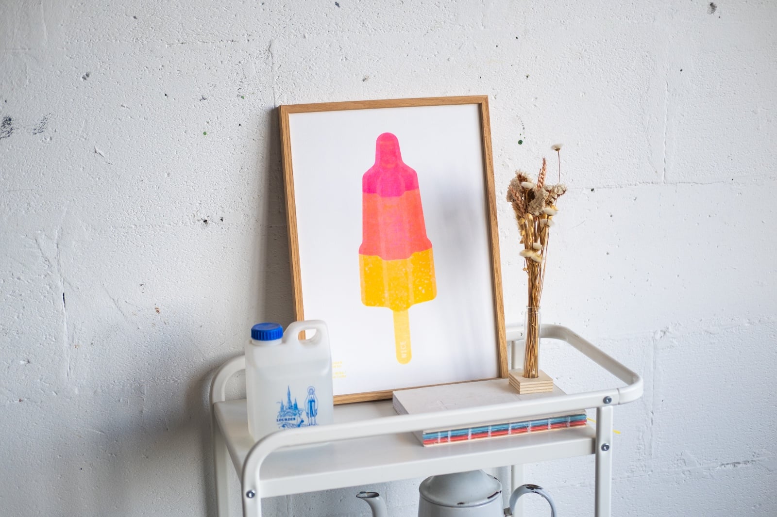 Raketje - A4 riso art print - 100533 Raket ijsje Risoprint geel