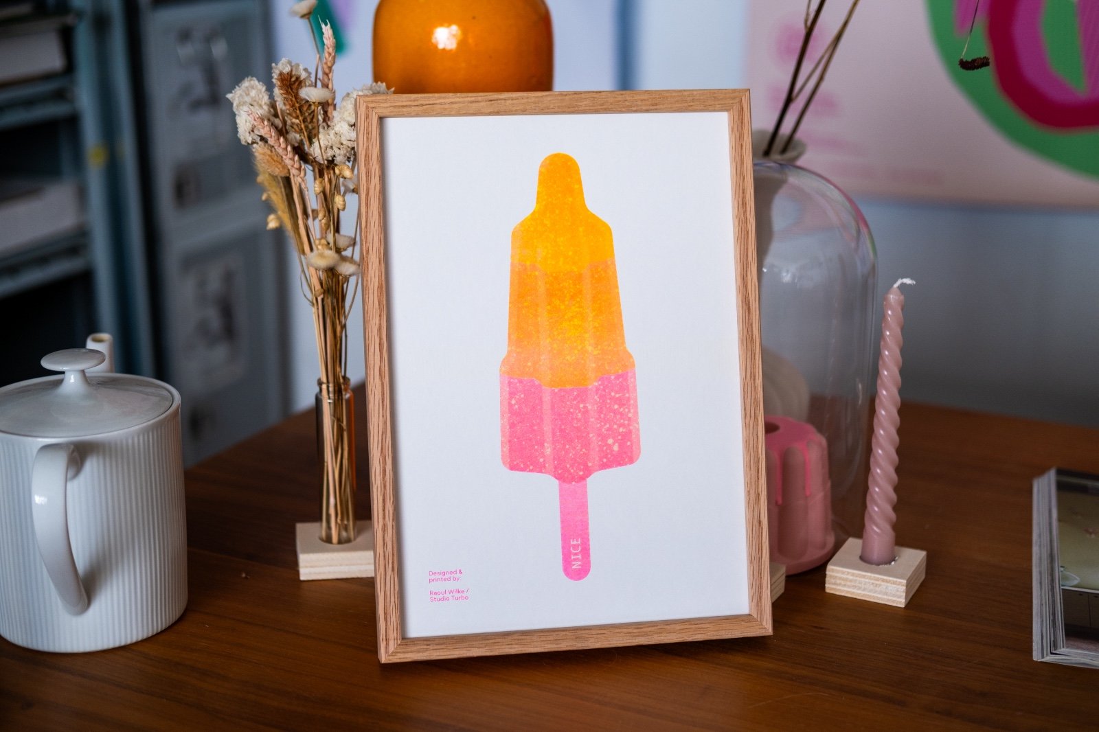 Raketje Riso Roze - 100598 Raket ijsje Risoprint neon roze