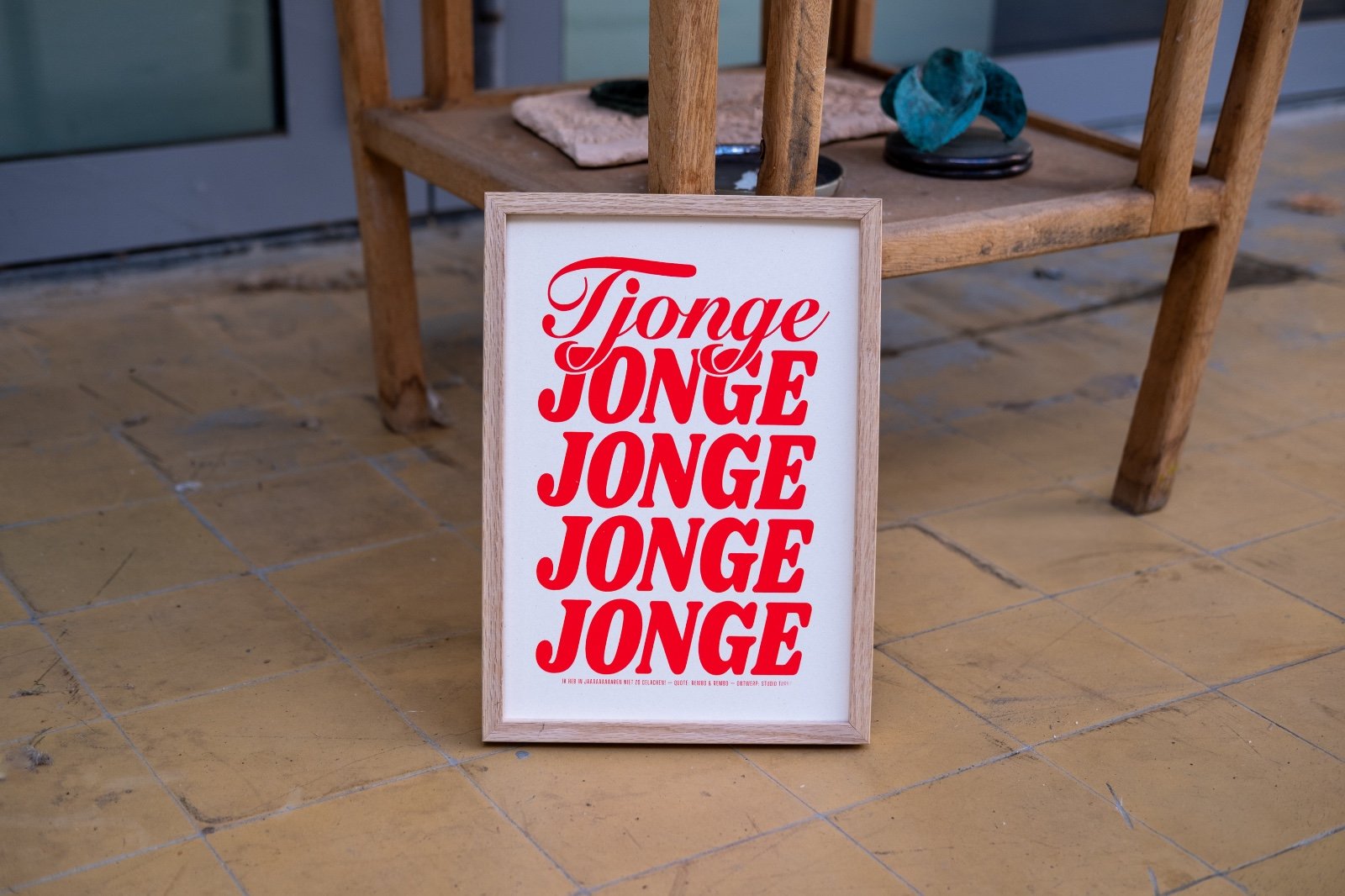 Zeefdruk poster met quote - Tjonge Jonge Jonge