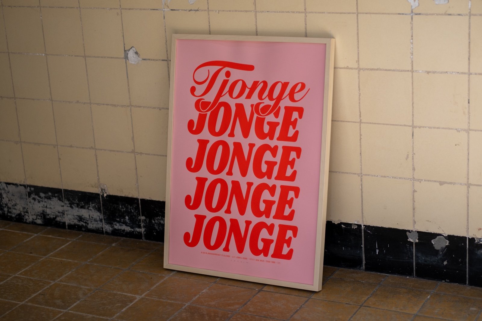 Tjonge Jonge Poster - 100657 Roze zeefdruk poster met quote - Tjonge Jonge Jonge