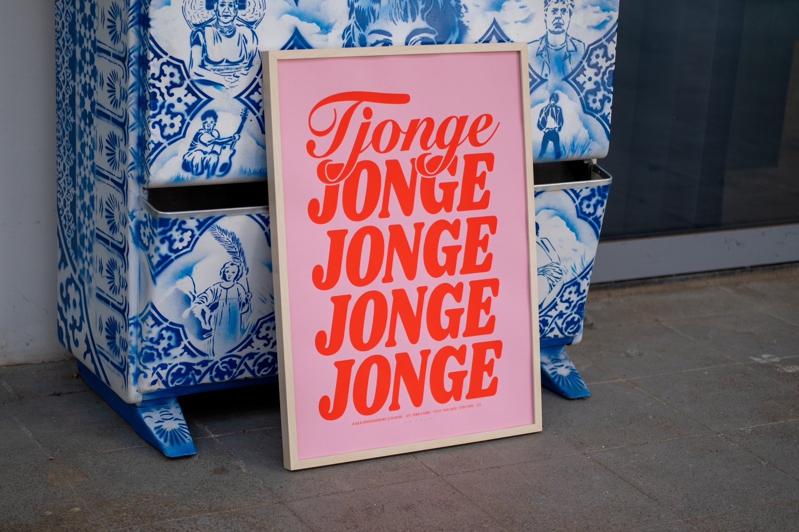 Tjonge Jonge Poster - 100669 Roze zeefdruk poster met quote - Tjonge Jonge Jonge