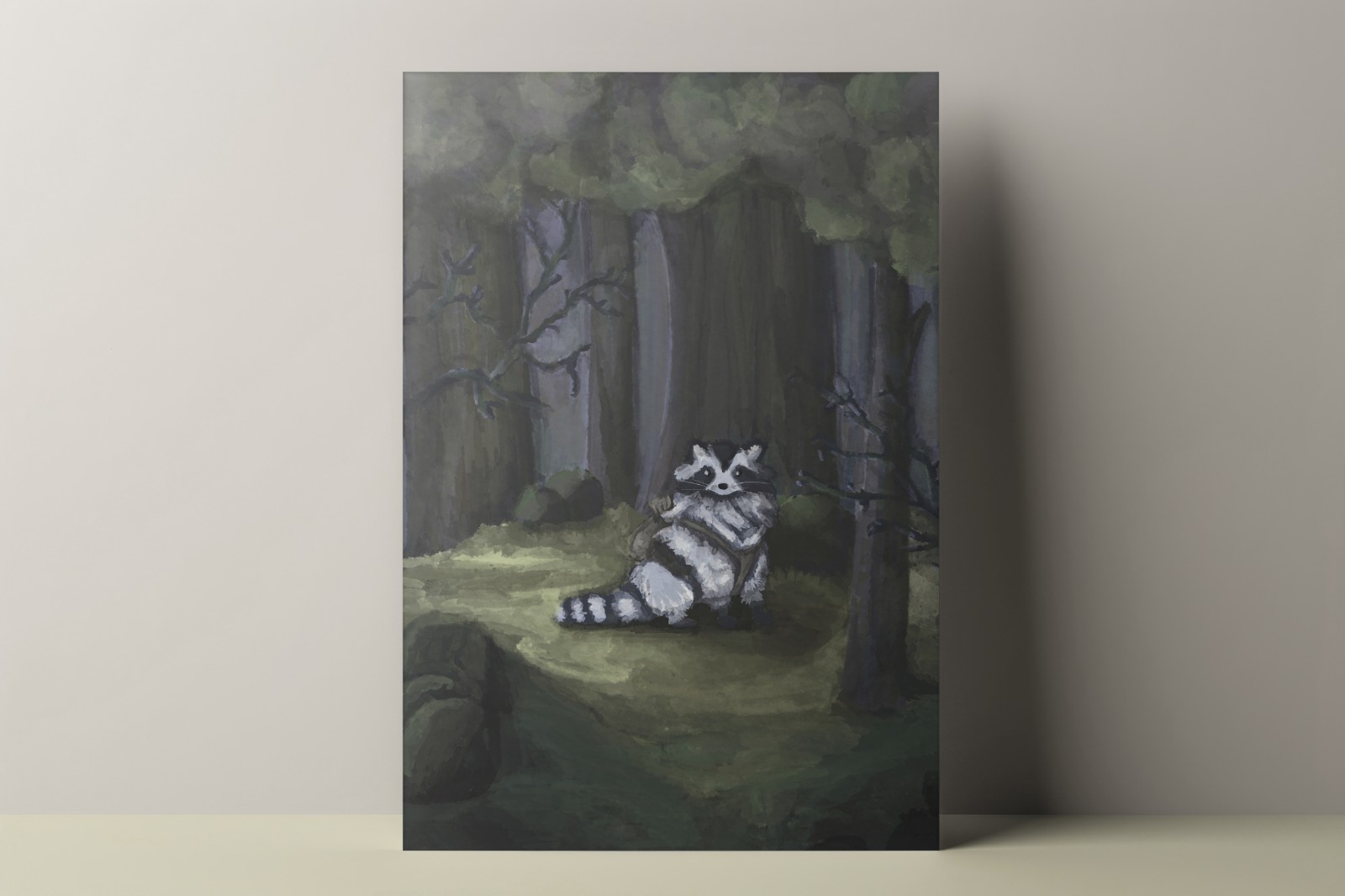 Raccoon forest - Wasbeer in een bos (A5) - 105122 Raccoon forest - Wasbeer in een bos (A5)