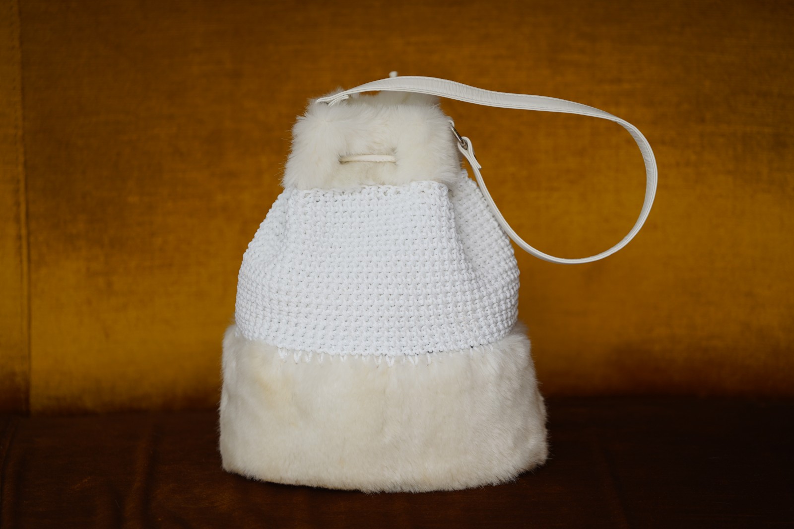 WinterWit Luxe Handgemaakte, Gehaakte Handtas