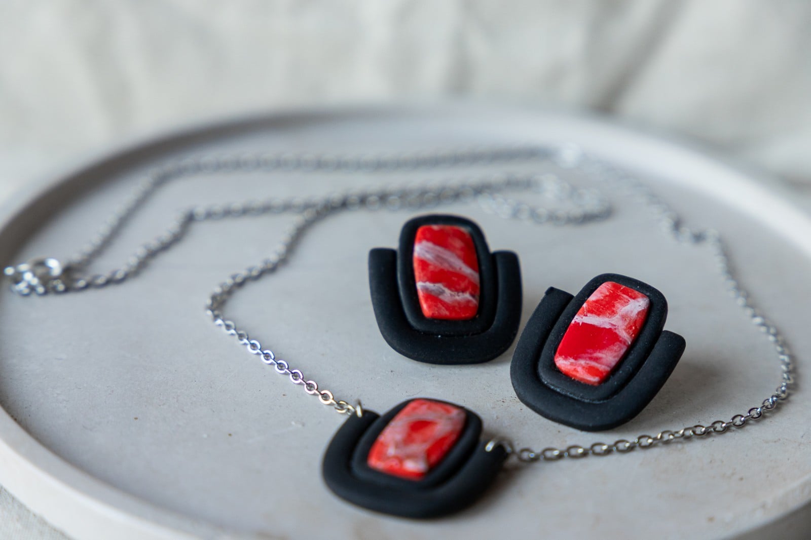 Oorbellen | Crimson Core Set Square