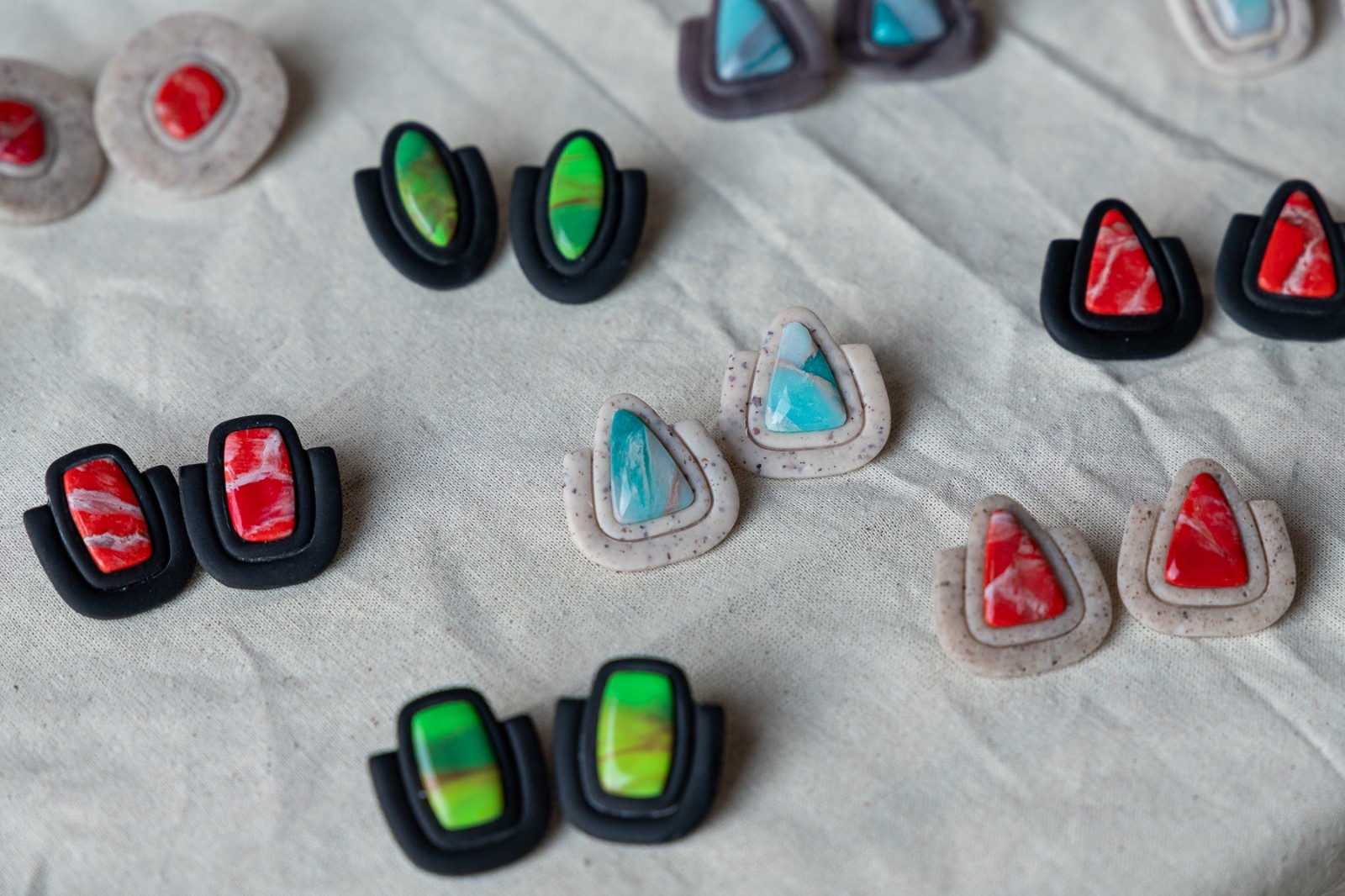 Oorbellen | Emerald Night groen driehoek