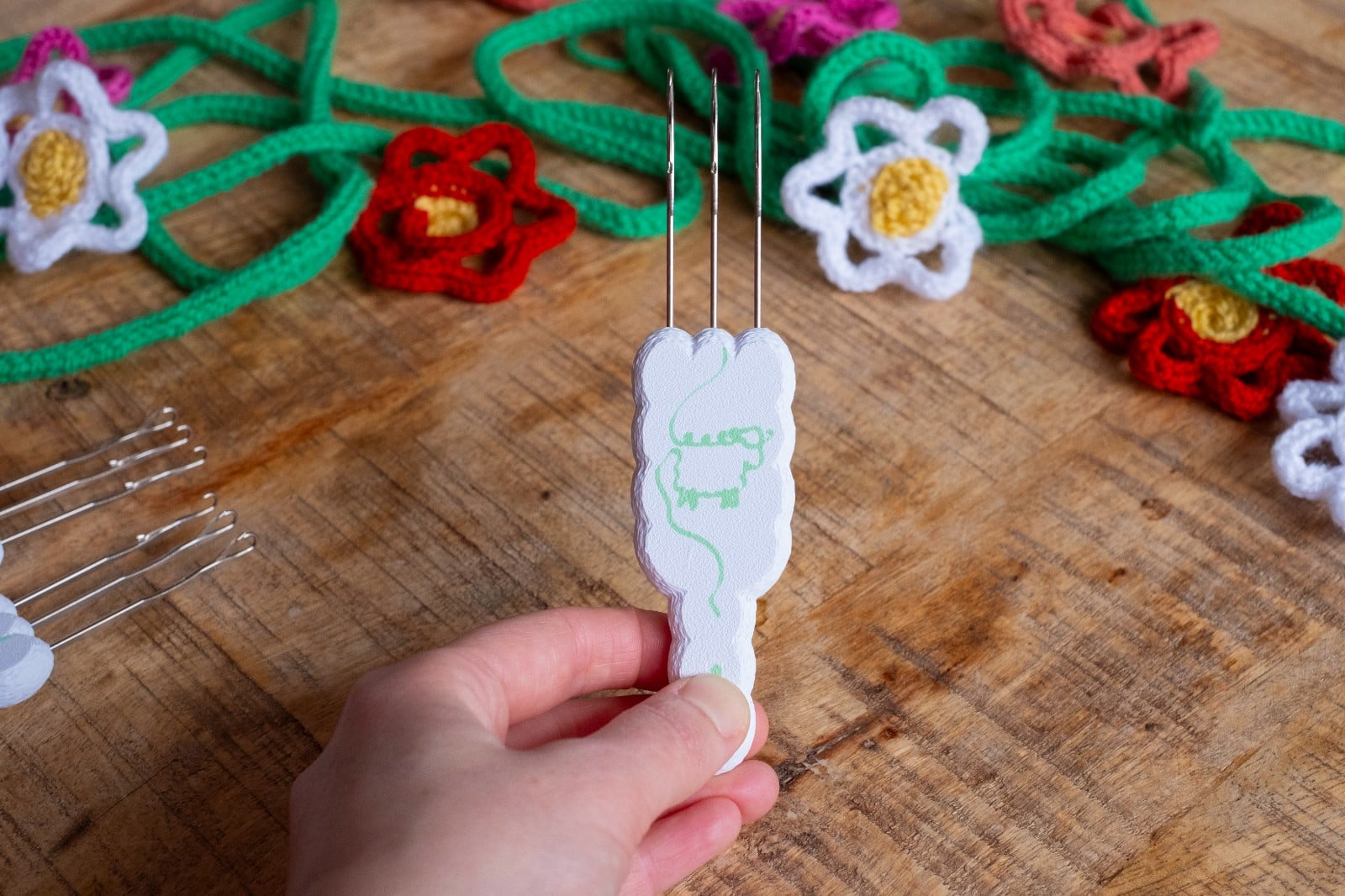 I-Cord tool - Tonghaaknaald - Triple Latch Hook 9 mm gauge – Drie Haakjes aan Eén Kant - uniek design