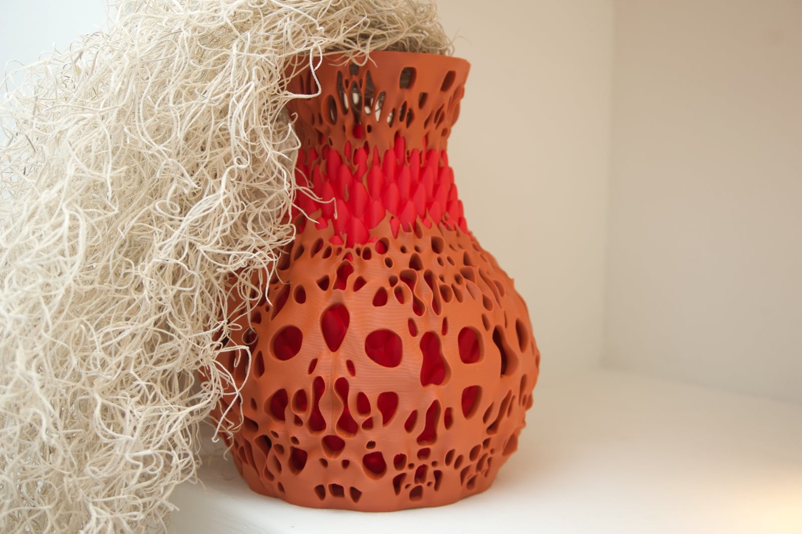 3D vaas rood en bruin (zelfontworpen, uniek)