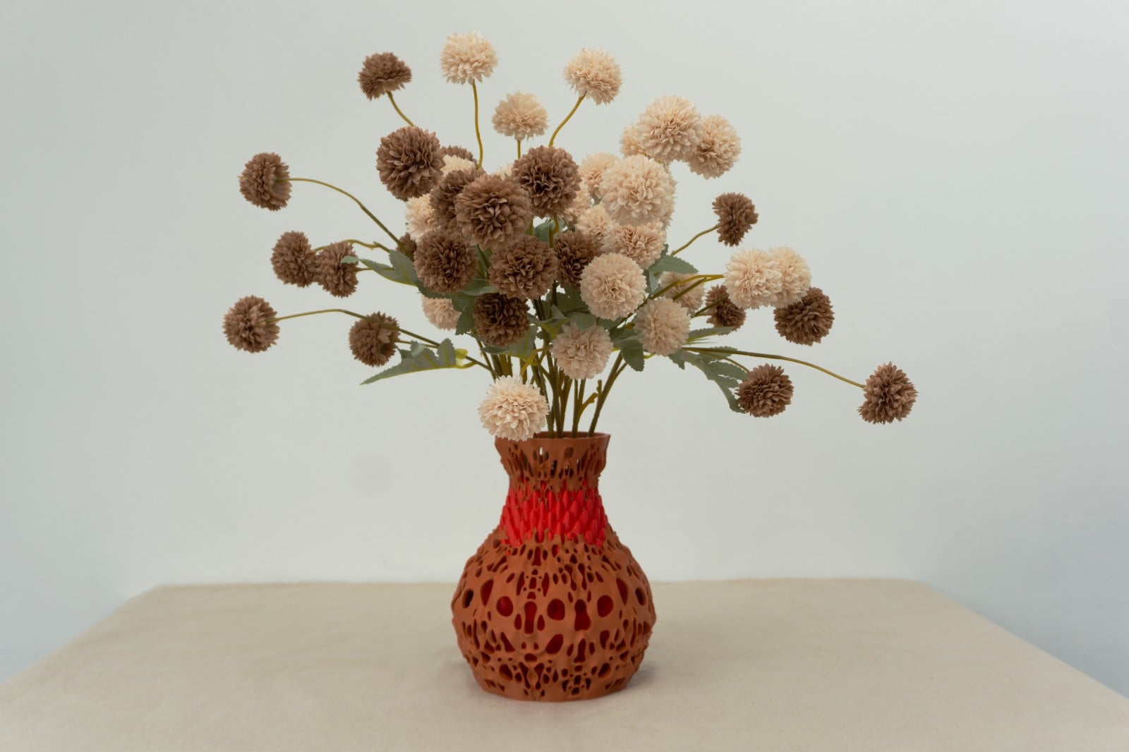 3D vaas rood en bruin (zelfontworpen, uniek)