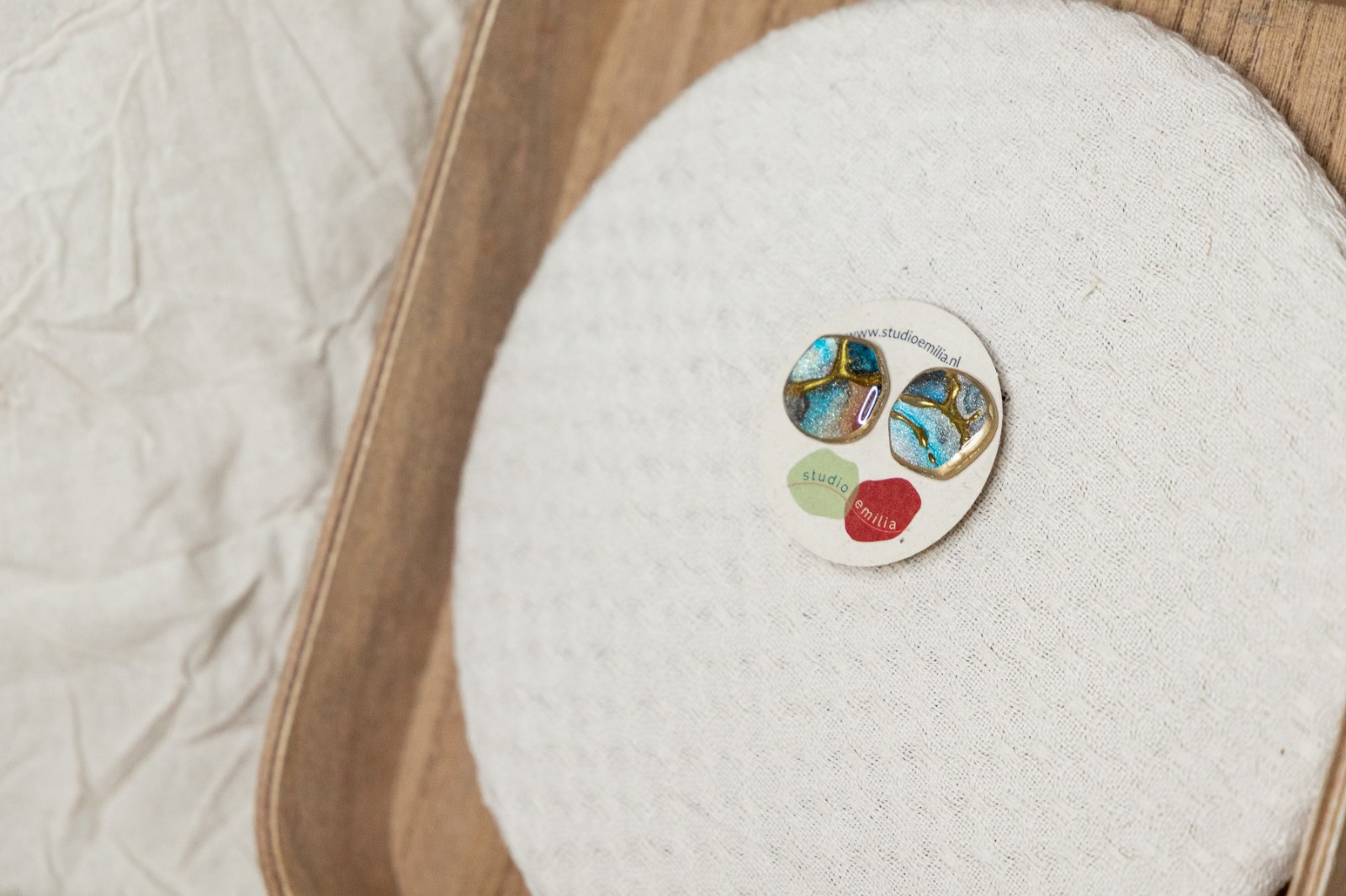 Oorbellen | Gilded blue studs - 128037 Oorbellen | Gilded blue studs