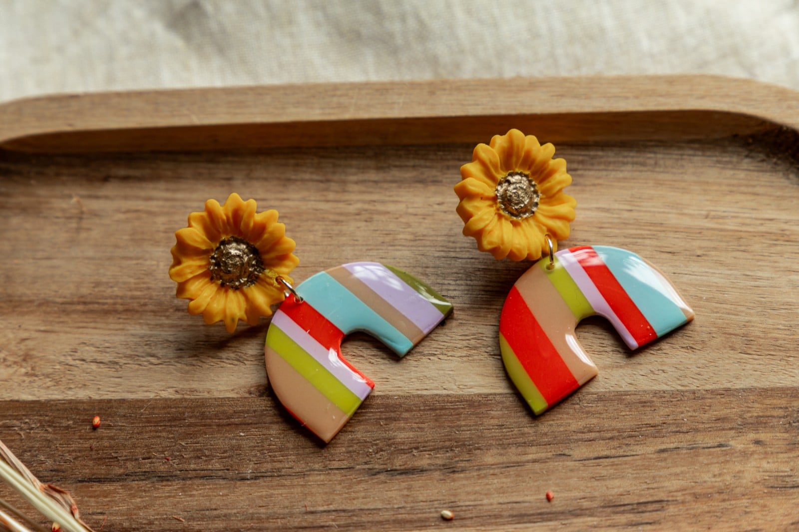 Oorbellen | Sunflower retro stripes - 128013 Oorbellen | Sunflower retro stripes