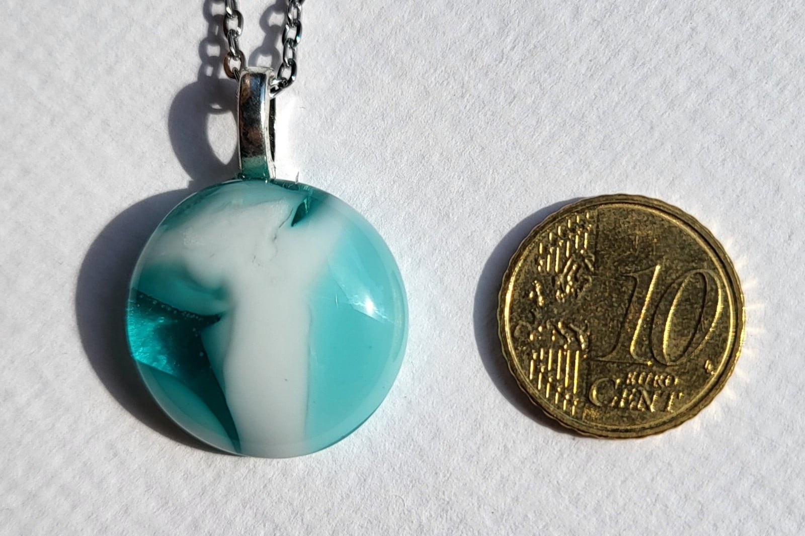 RVS ketting met uniek "Cayo Sal Herinneringen" glas hanger