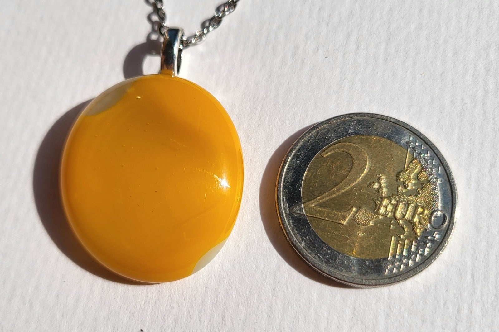 RVS ketting met uniek "Zon" glas hanger