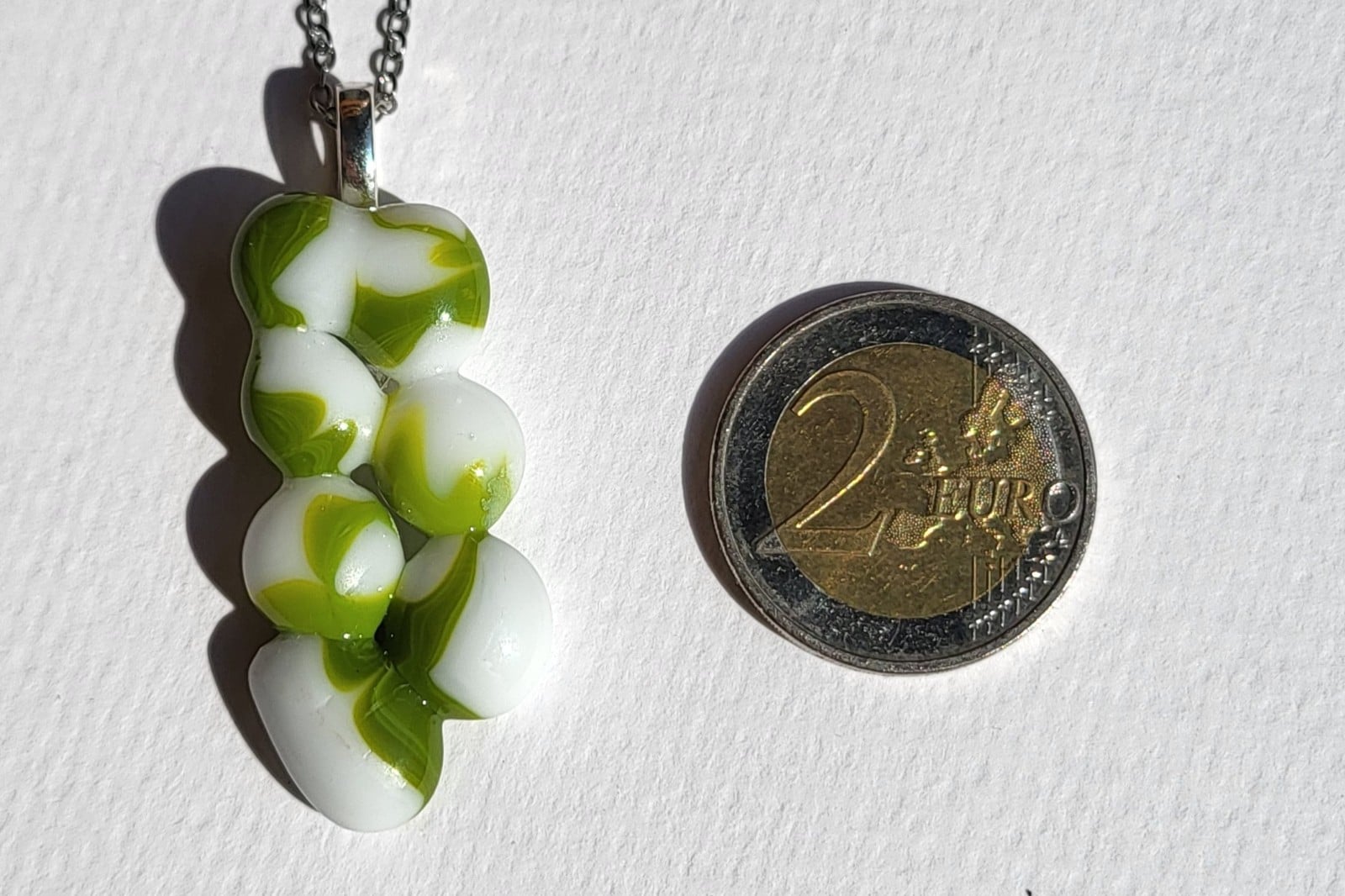 RVS ketting met uniek "Bos en wolken" glas hanger
