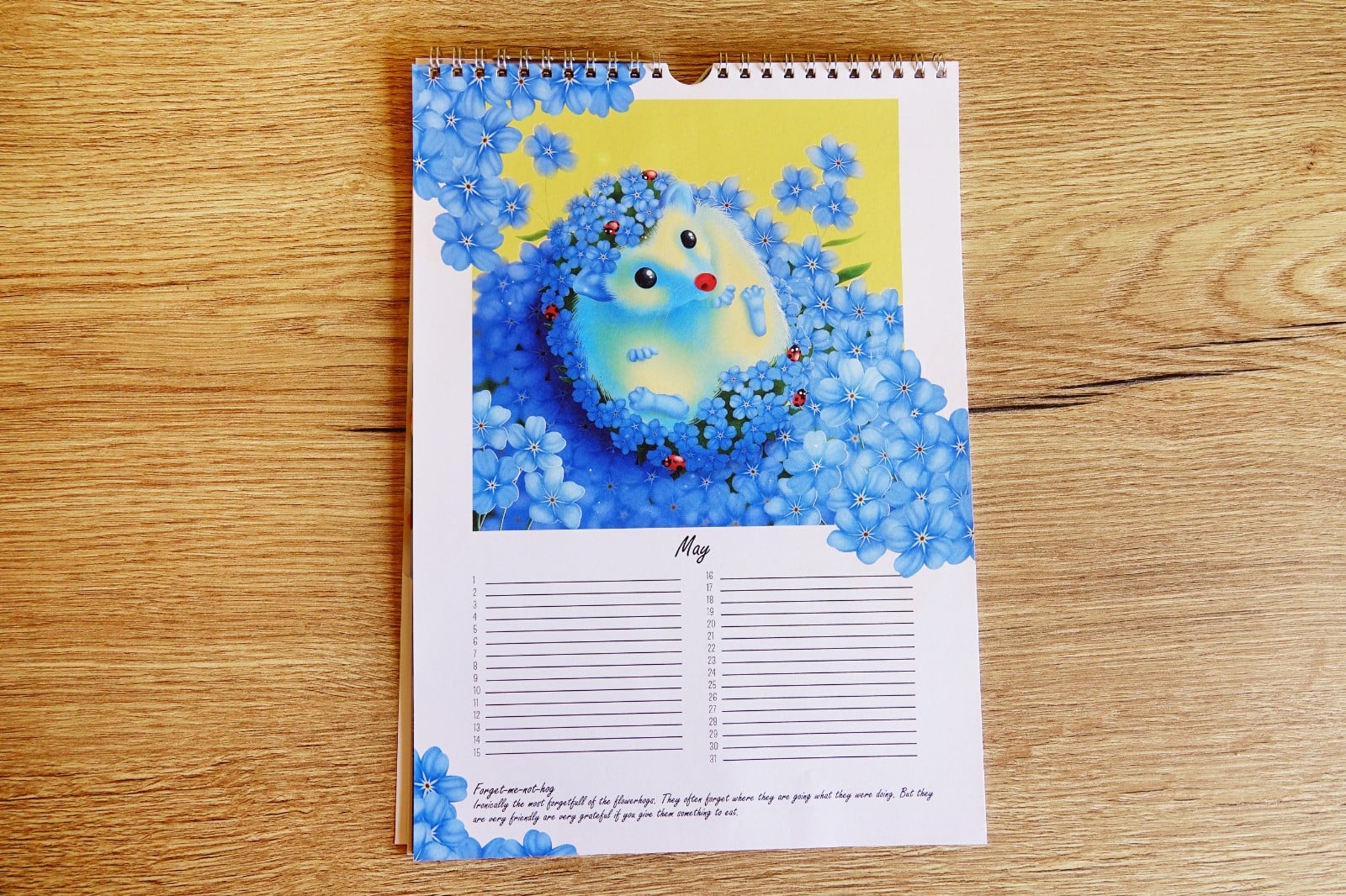 Verjaardags kalender bloemen egels A4