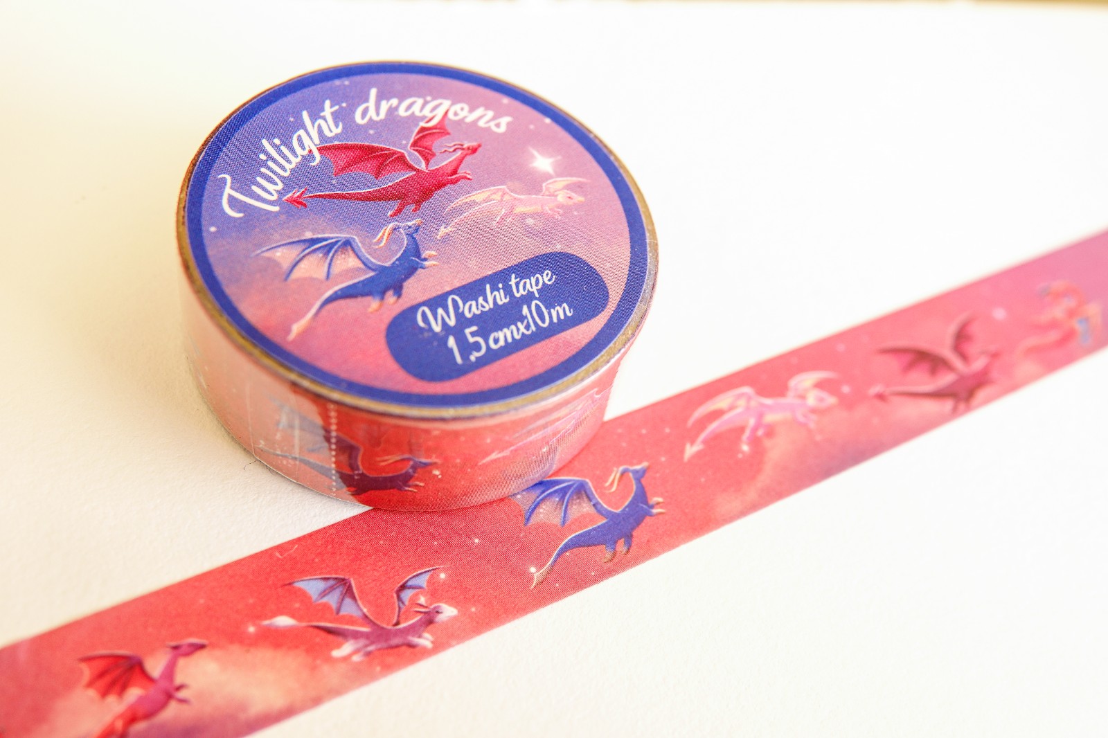 Washitape Twilight dragons, draken, fantasy, schattig, journaling 1,5… - 153946 Washitape Twilight dragons, draken, fantasy, schattig, journaling 1,5cmx10m
