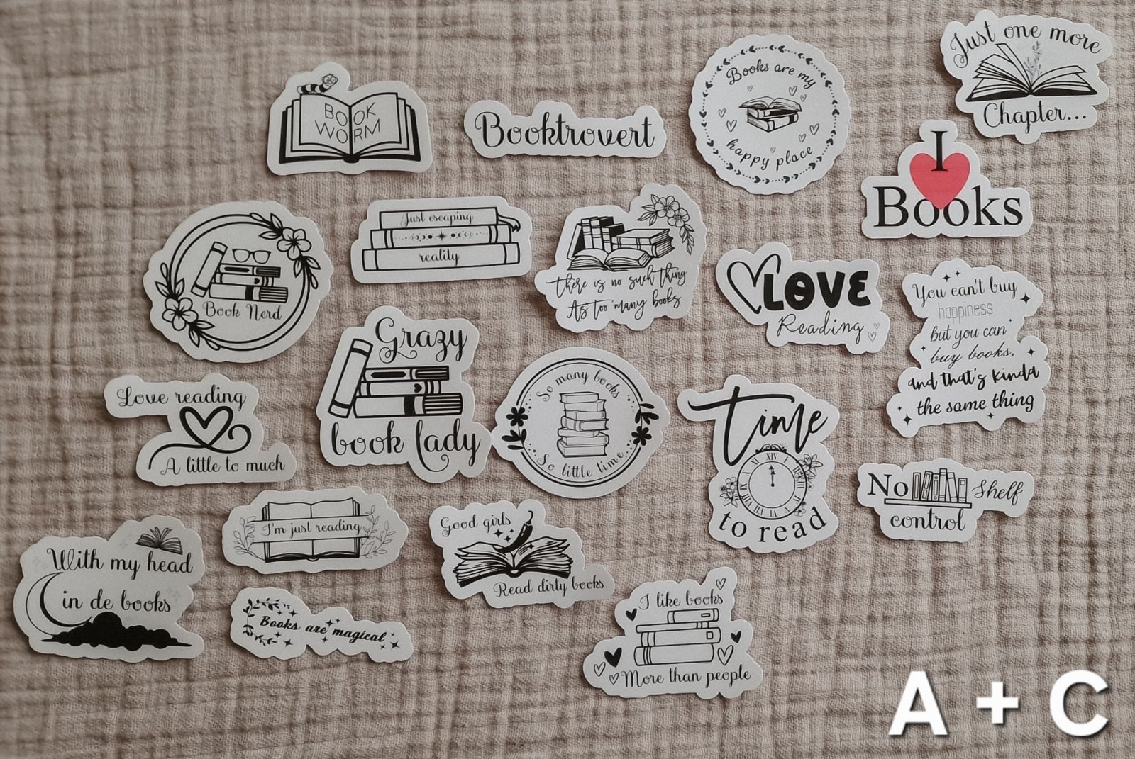 Bookish stickerset, set van 20 stuks