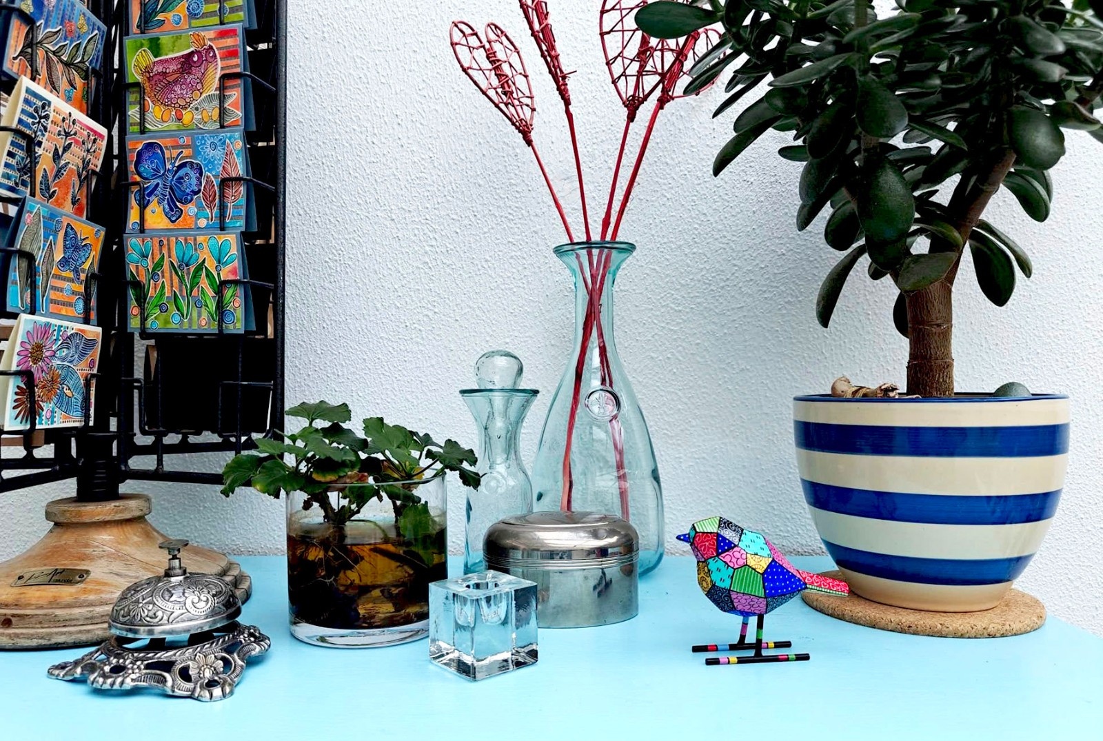 Kleine Vogel - Handgeschilderd Kleurrijk Beeldje