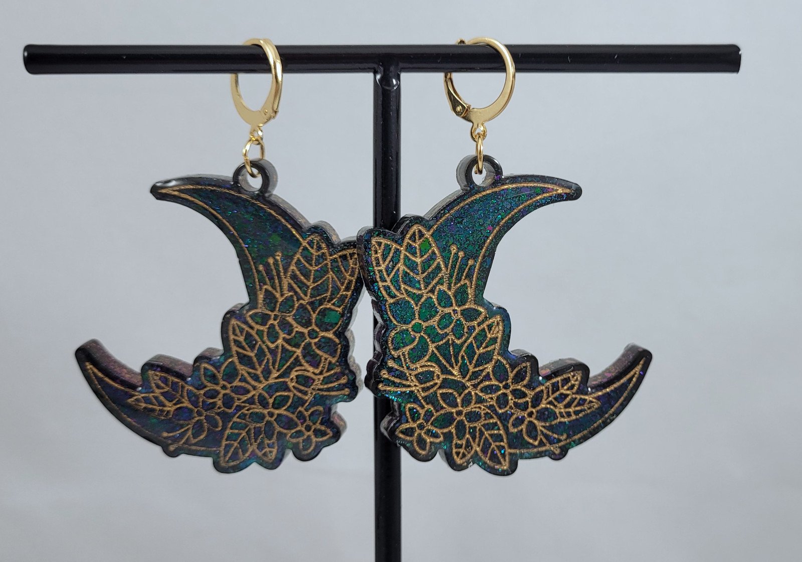 Halve maan bloemen oorbellen