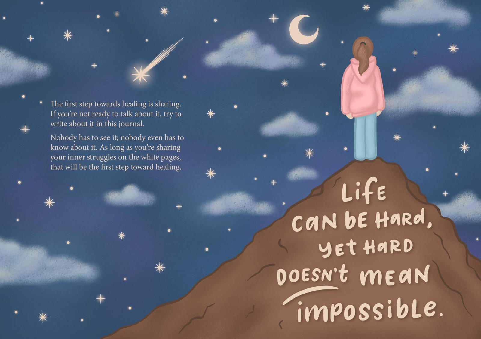 Notitieboek met zacht cover "Life Can be Hard" - A6 - Motiverend