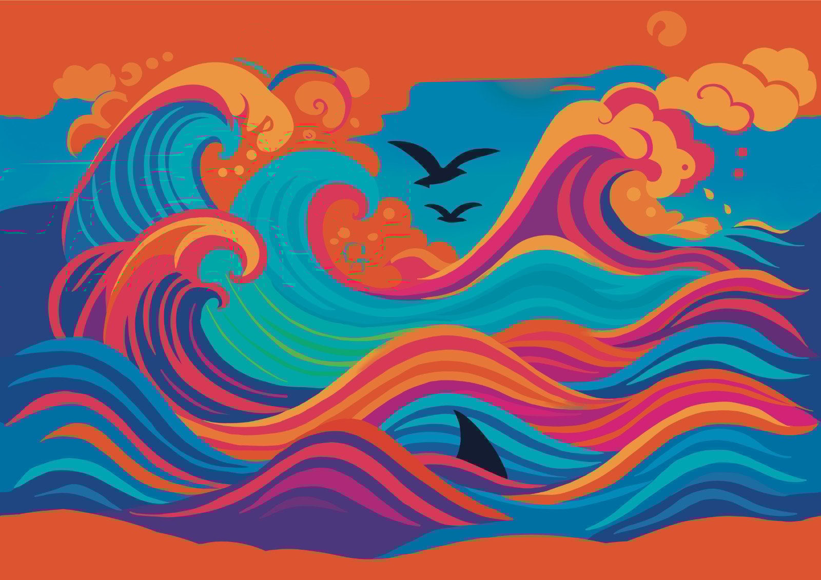 Neon Surf (Limited Edition A3 Artprint – Gesigneerd & Genummerd)