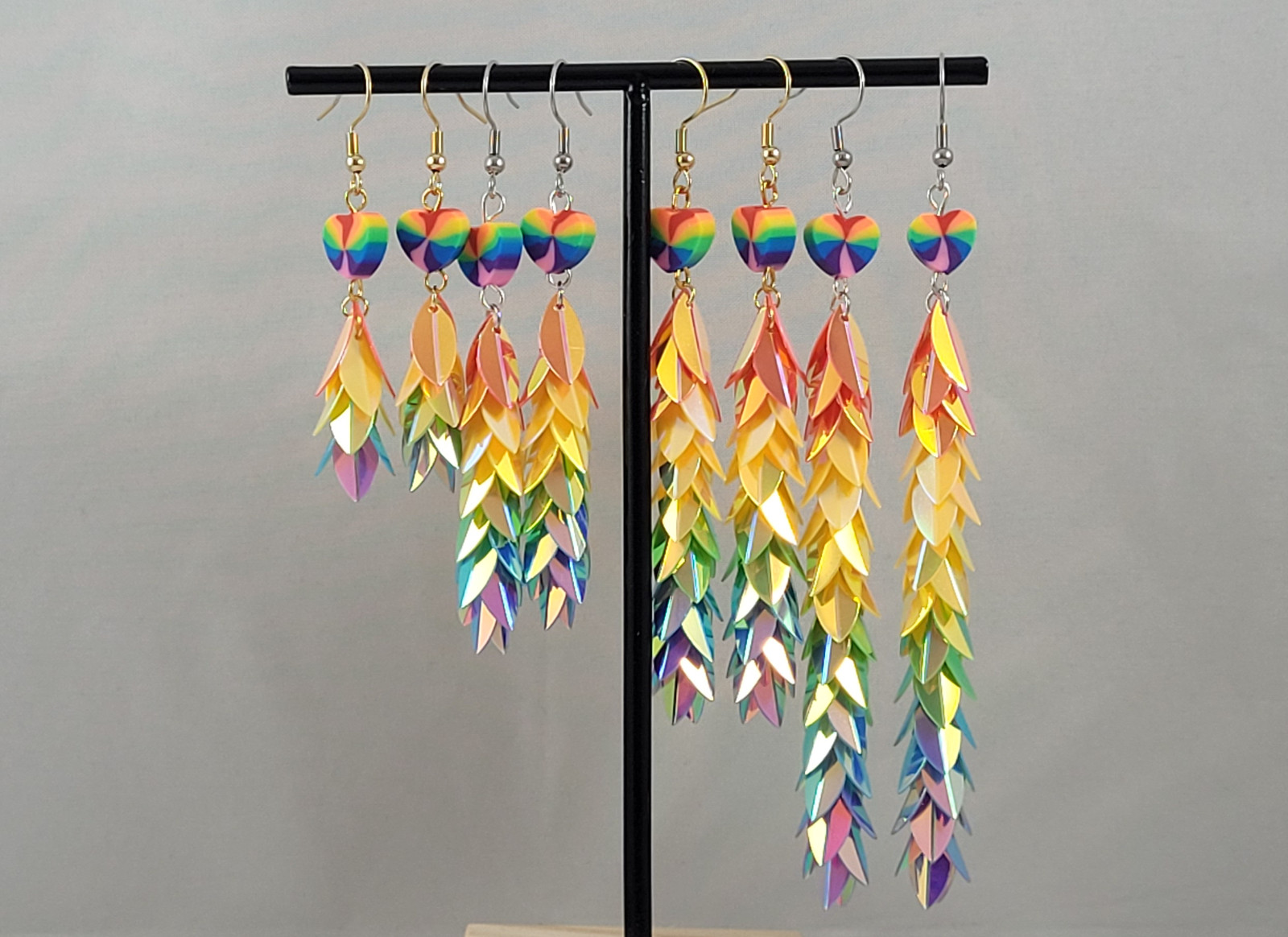 Regenboog hart holografische oorbellen