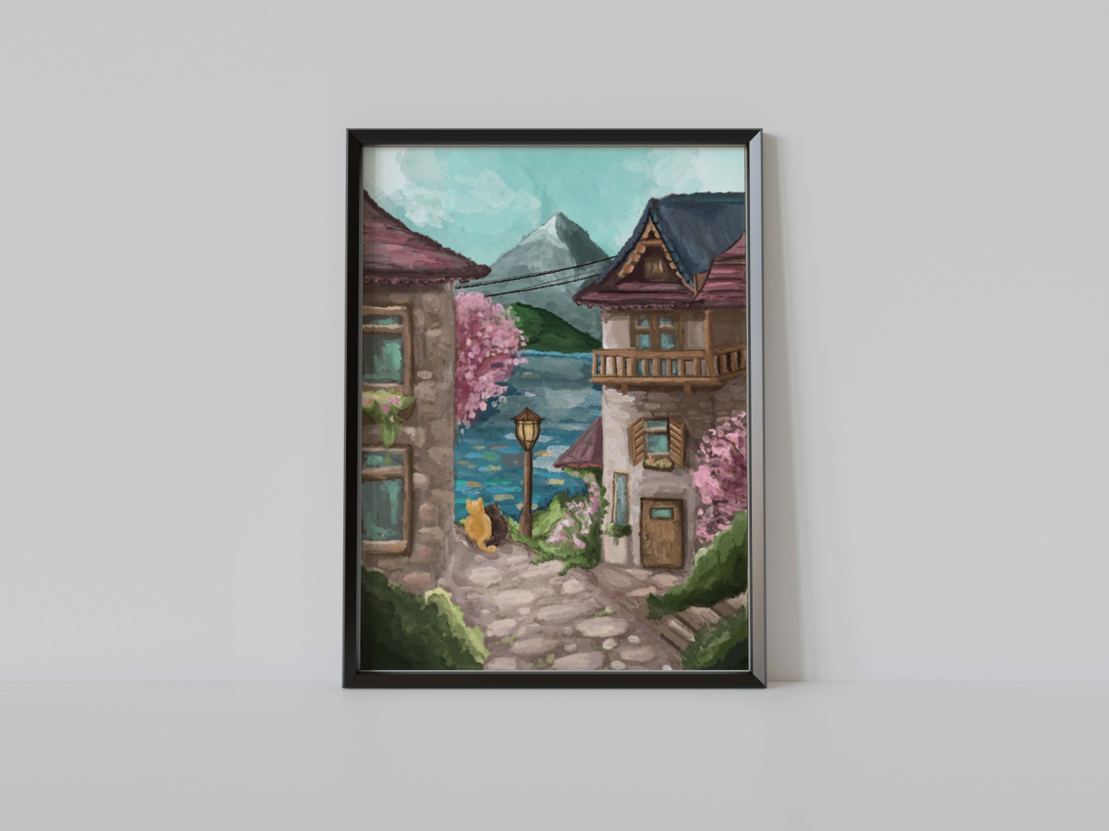 Cherry blossom village - kersenbloesem print (A5)