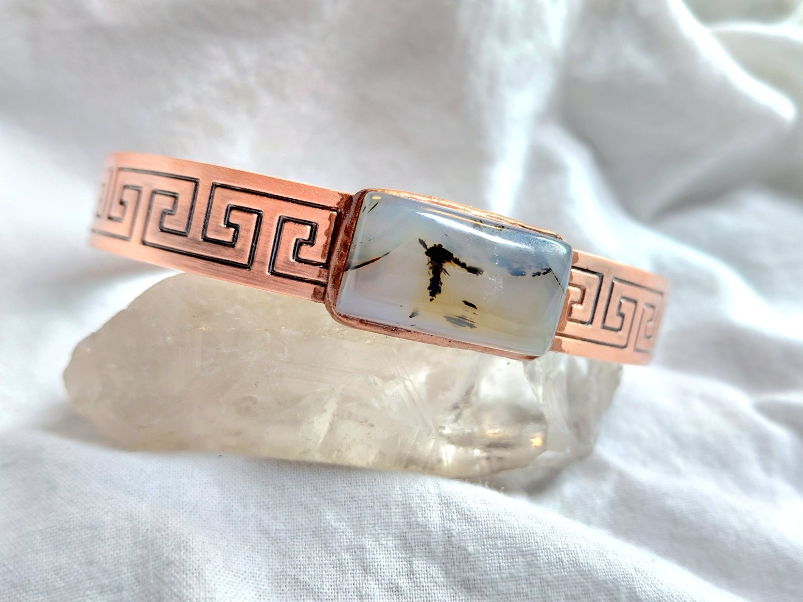 Koper-/magneet armbanden met dendriet opaal - 143391 Koper-/magneet armband met dendriet opaal
