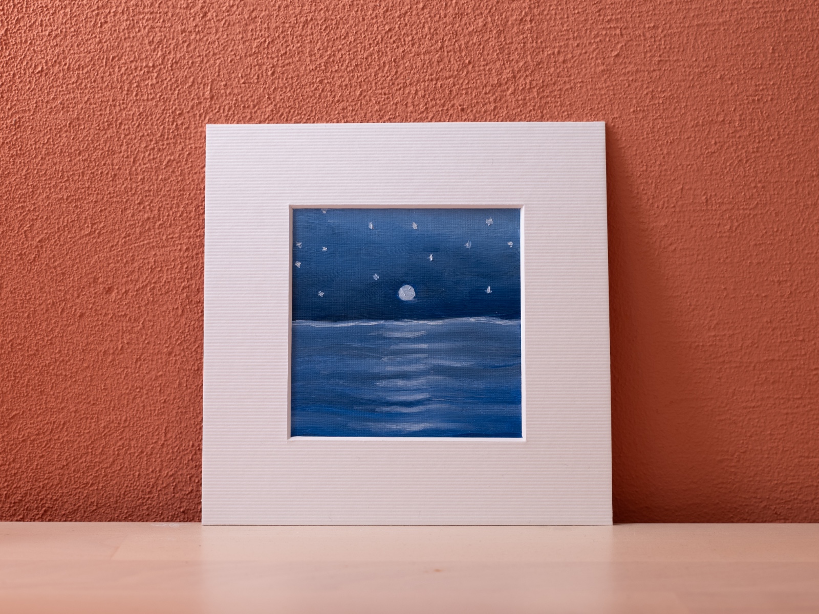 Klein schilderij zee nacht