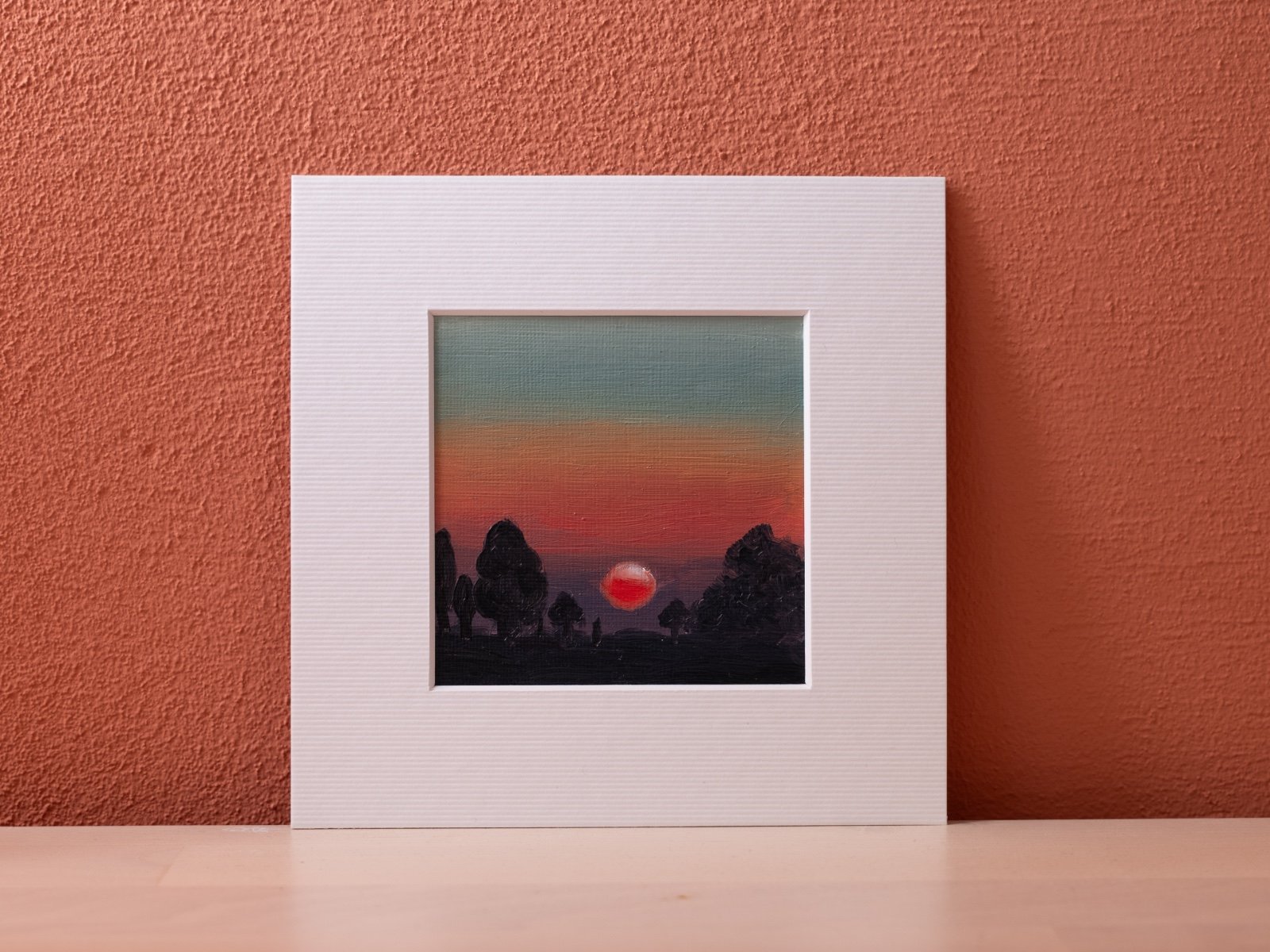 Klein schilderij zonsondergang