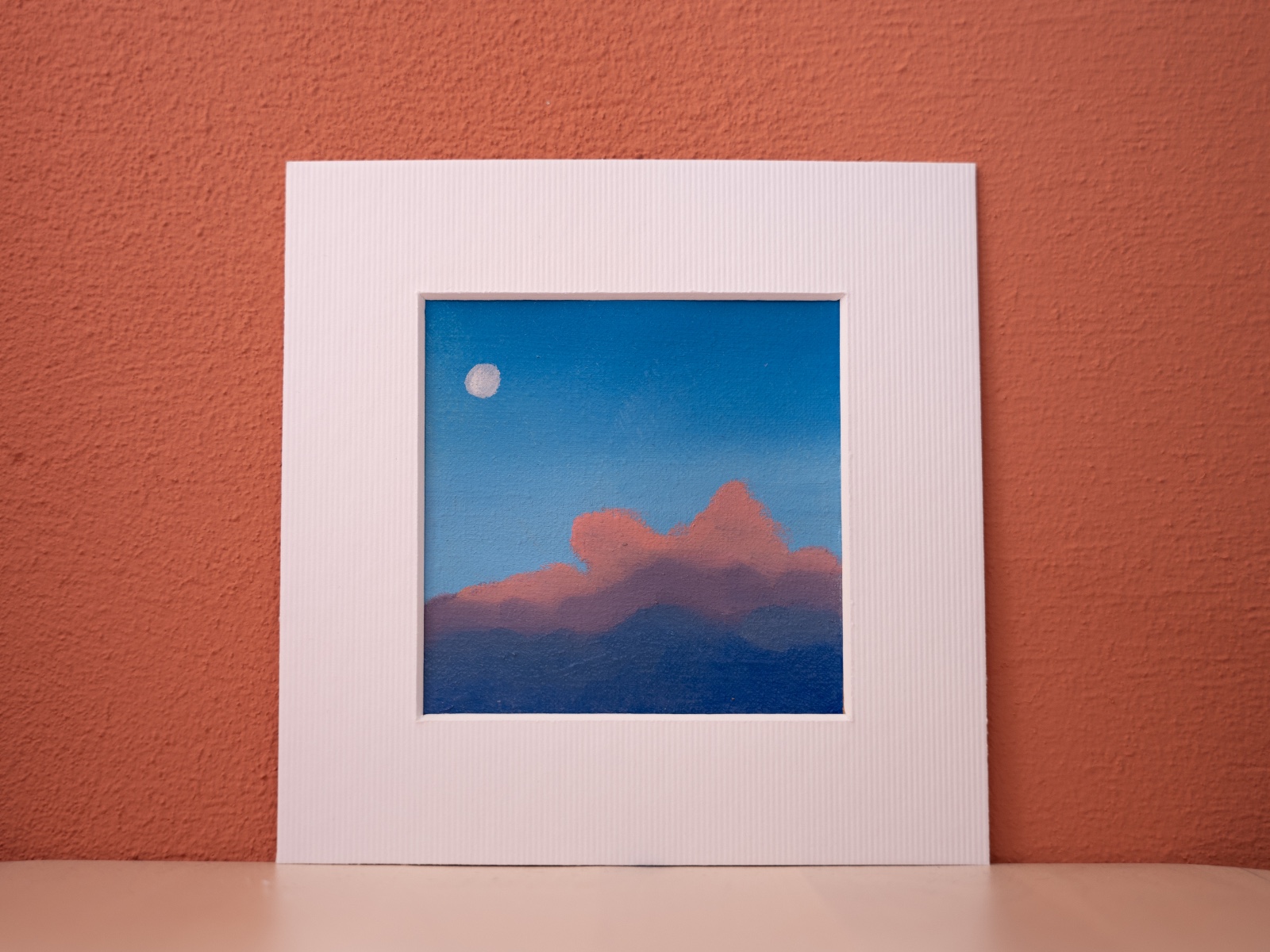 Klein schilderij wolk 8 - 70477.jpeg Klein schilderij wolk blauwroze gloed