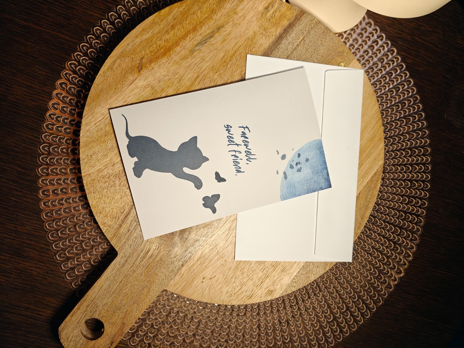 "Goodbye Cat" Rouwkaart - Gevouwen met Envelop