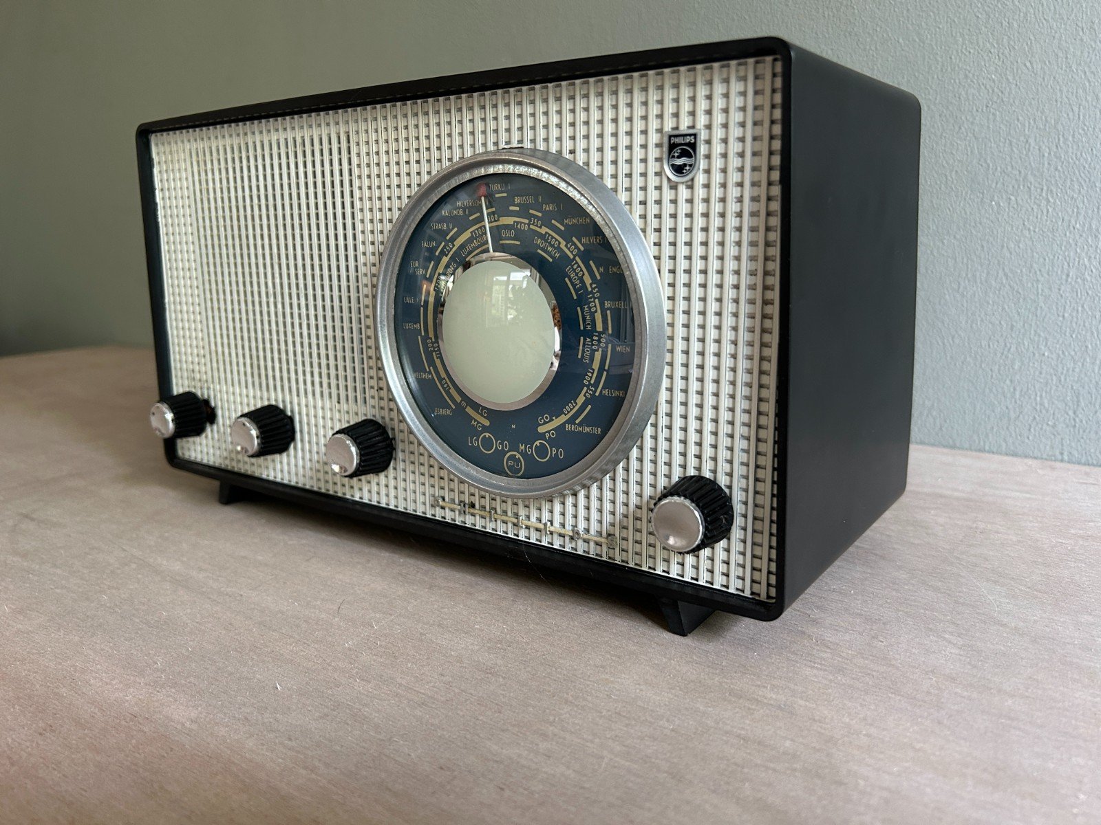 Vintage bluetooth radio  Philips 1956 zwart blauw - 98112 Vintage bluetooth radio  Philips 1956 zwart blauw
