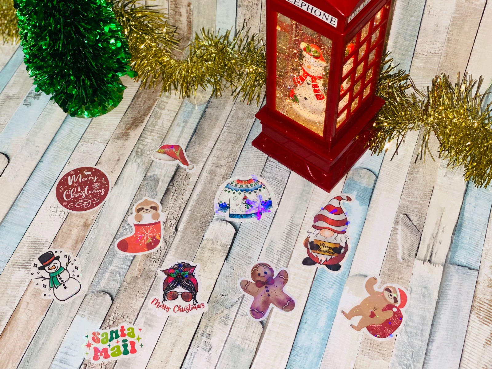 10 Cricut Kerst Stickers – Holografische Sparkle Edition