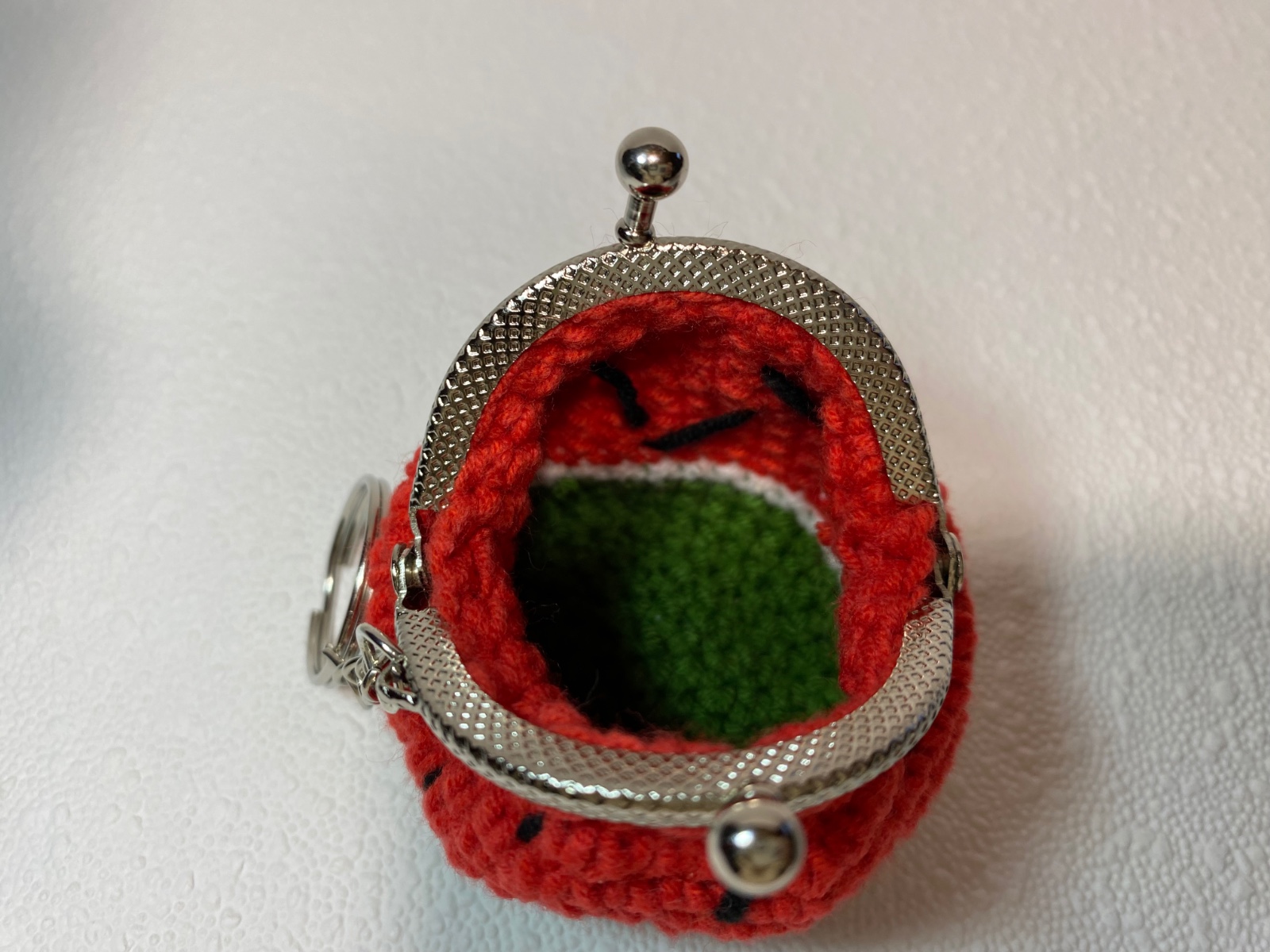 Handmade Watermelon Slice Mini Purse & Keychain - 103840 Handgemaakte Mini Portemonnee & Sleutelhanger in de Vorm van een Watermeloen