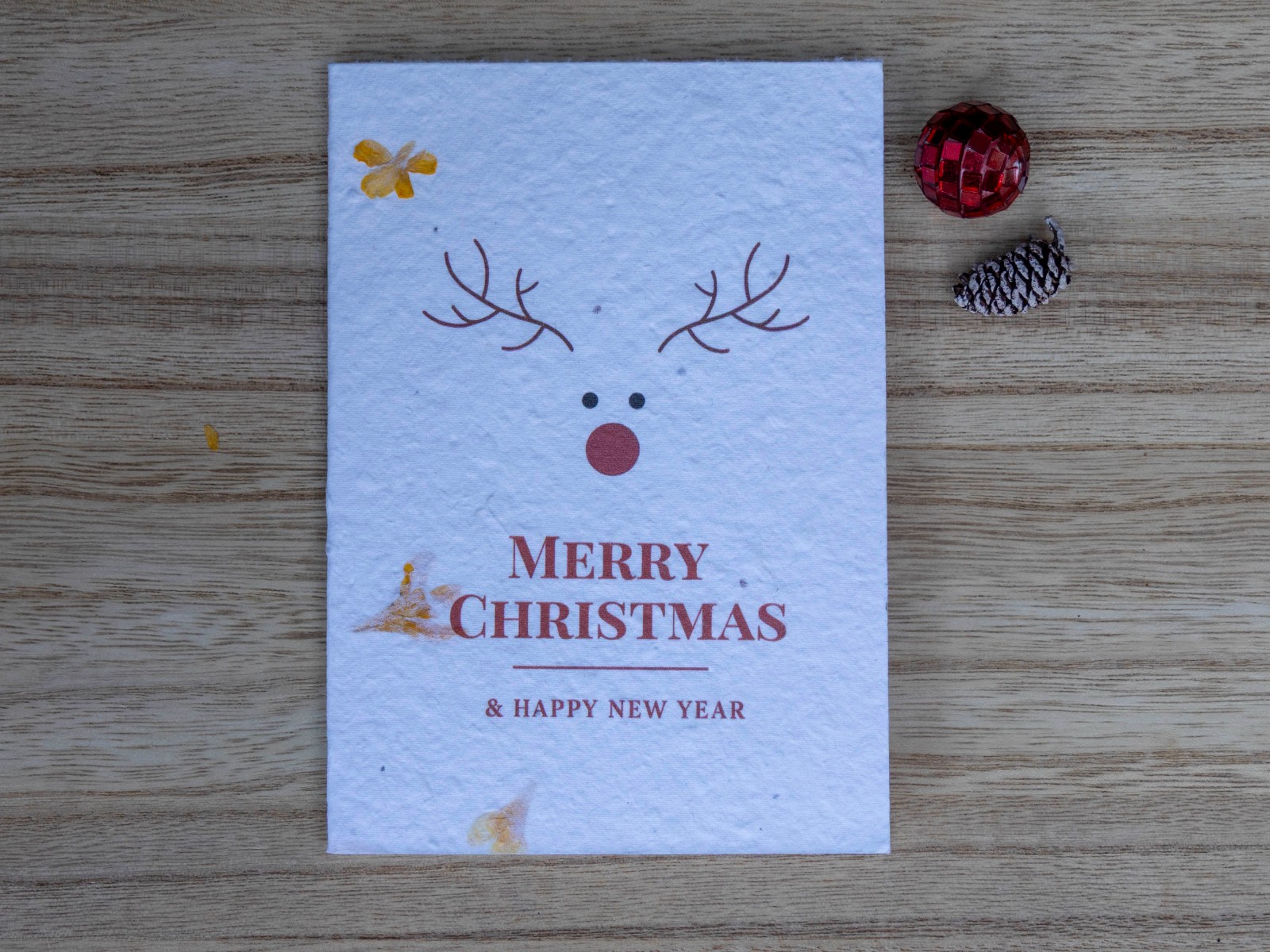 Set van Kerstkaarten – Rood kleurige bloeikaarten