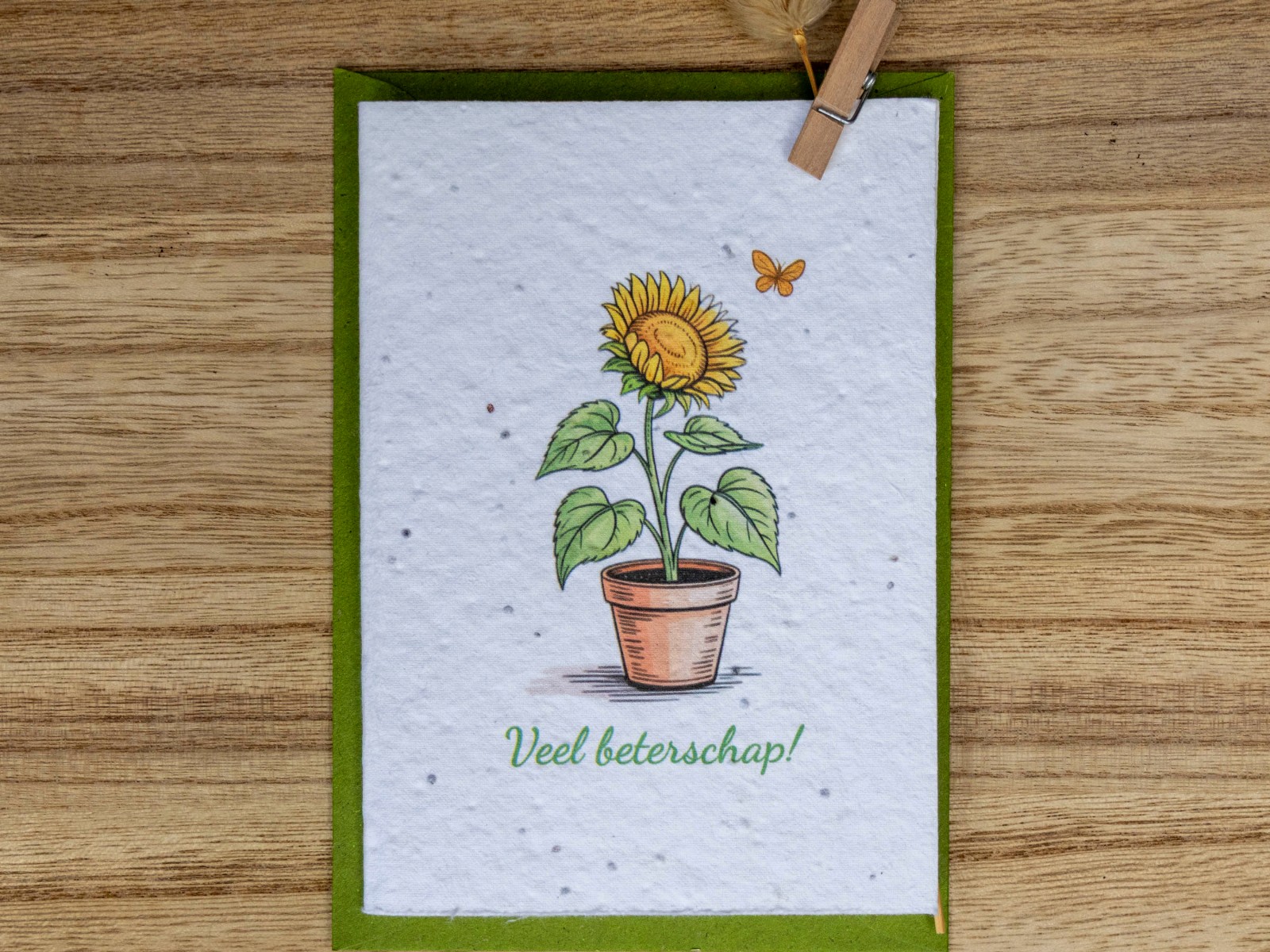 Wenskaart van bloeipapier - Veel beterschap!