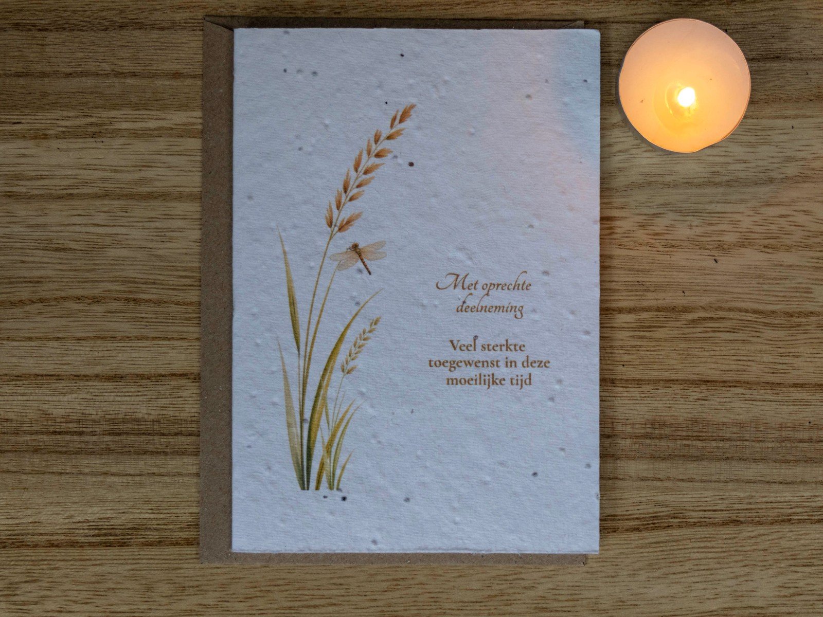 Wenskaart van bloeipapier - Veel sterkte in deze moeilijke tijd - 104737 Wenskaart van bloeipapier - Veel sterkte in deze moeilijke tijd