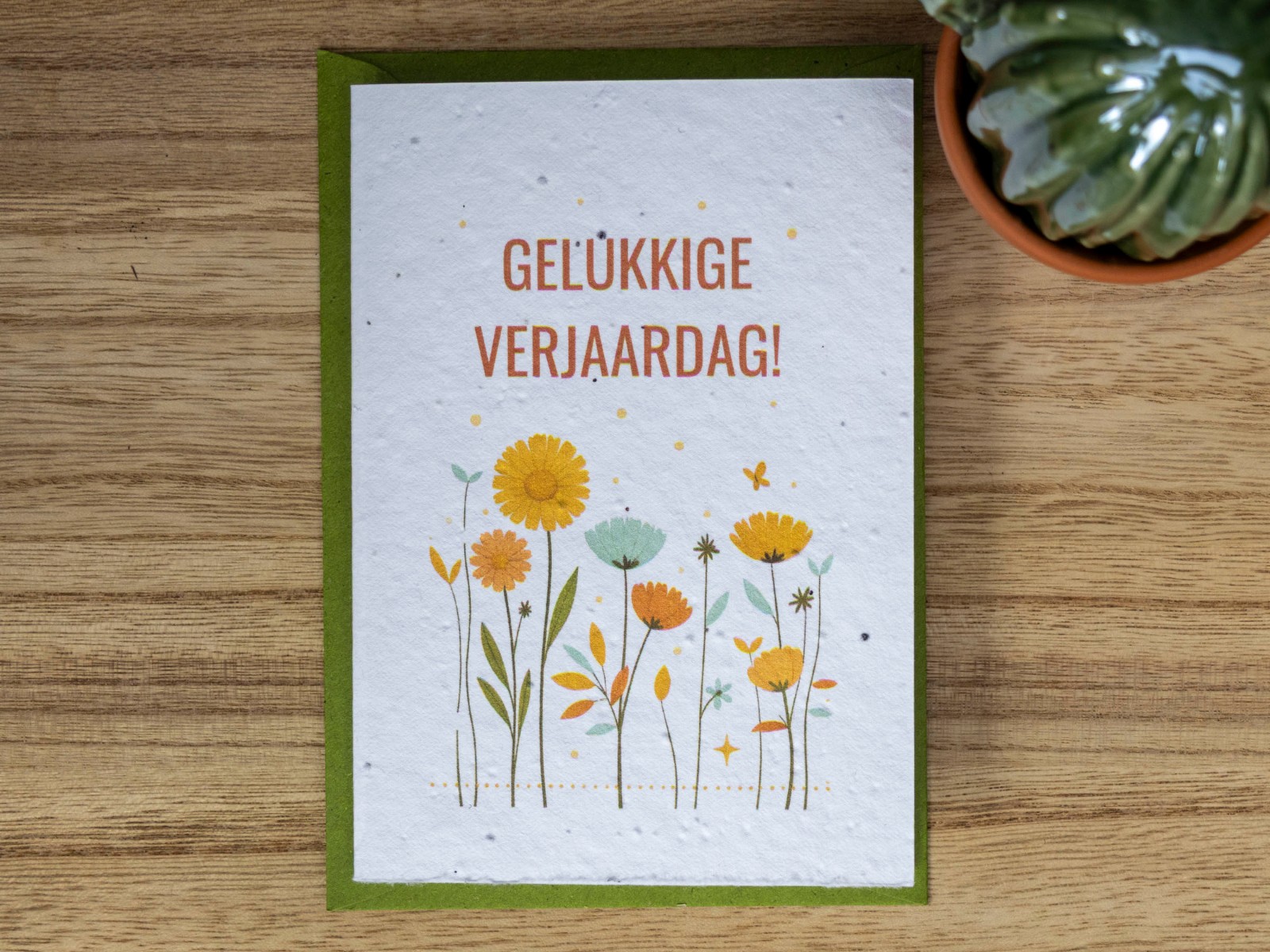 Wenskaart van bloeipapier - Verjaardag met bloemen - 104741 Wenskaart van bloeipapier - Verjaardag met bloemen