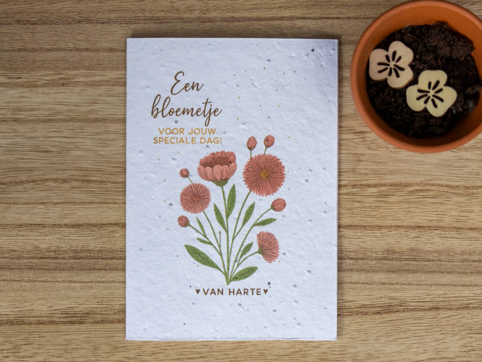 Wenskaart van bloeipapier - Verjaardag met rozen - 104739 Wenskaart van bloeipapier - Verjaardag met rozen