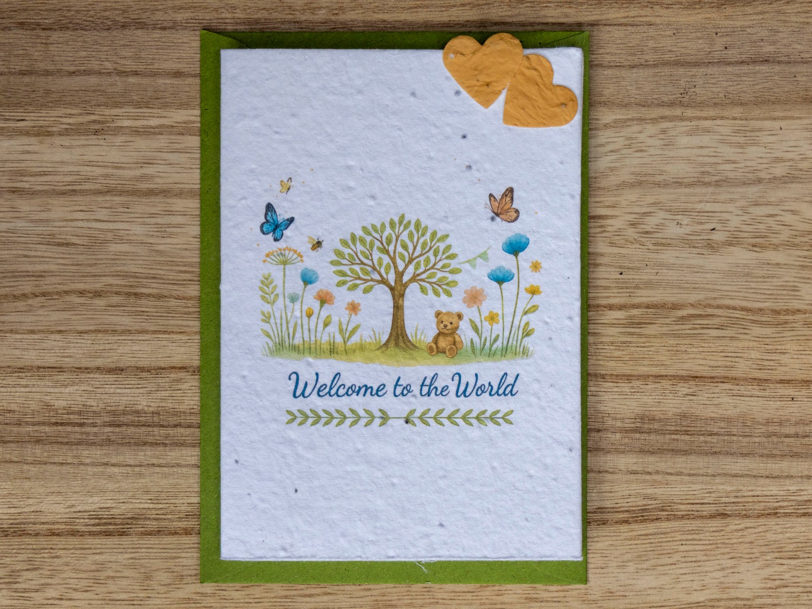 Wenskaart van bloeipapier - Welcome to the world - 104745 Wenskaart van bloeipapier - Welcome to the world