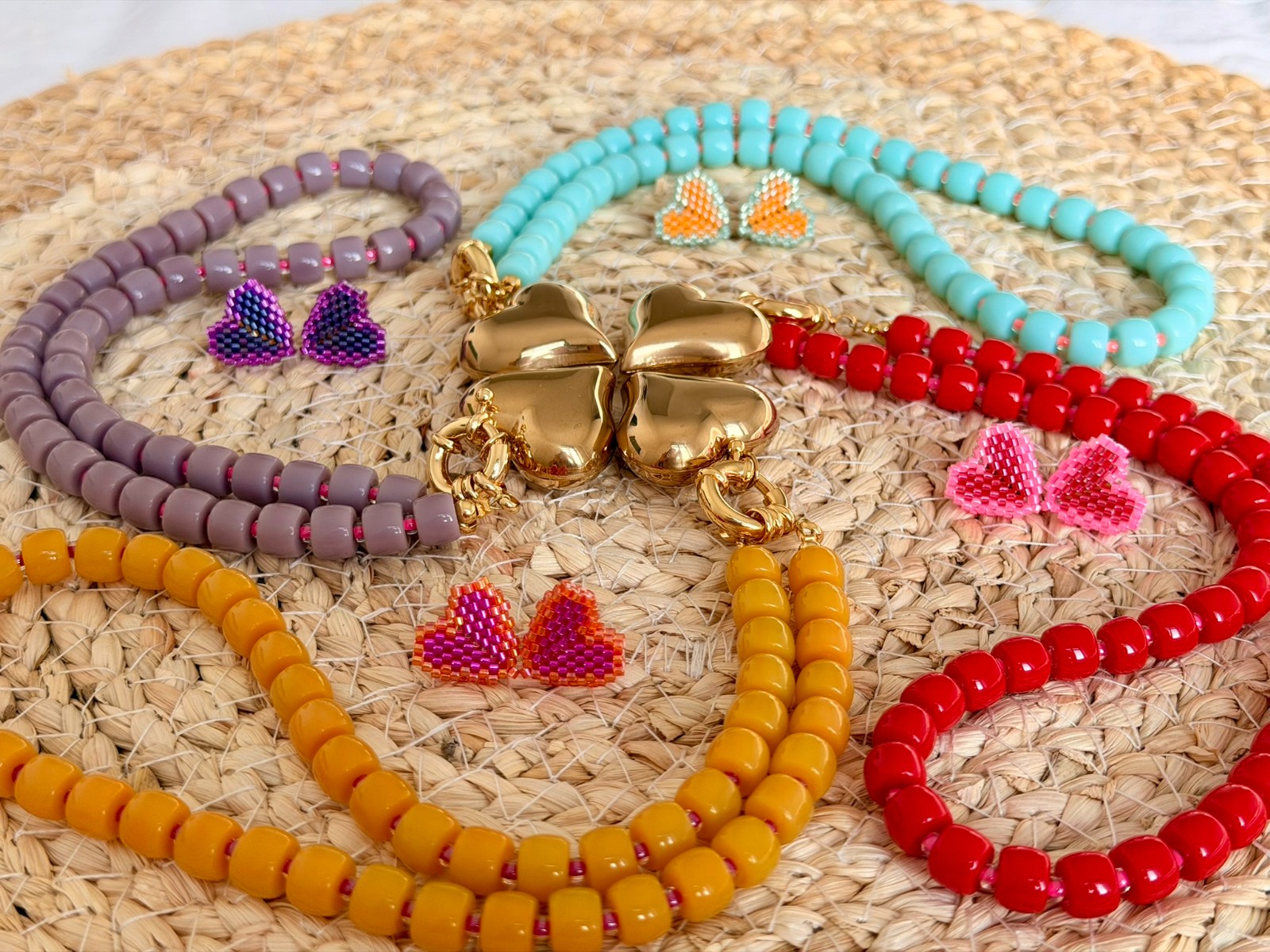 Rondelle kristallen kralen ketting met groot hart - 113874 Rondelle kristallen kralen ketting met groot hart