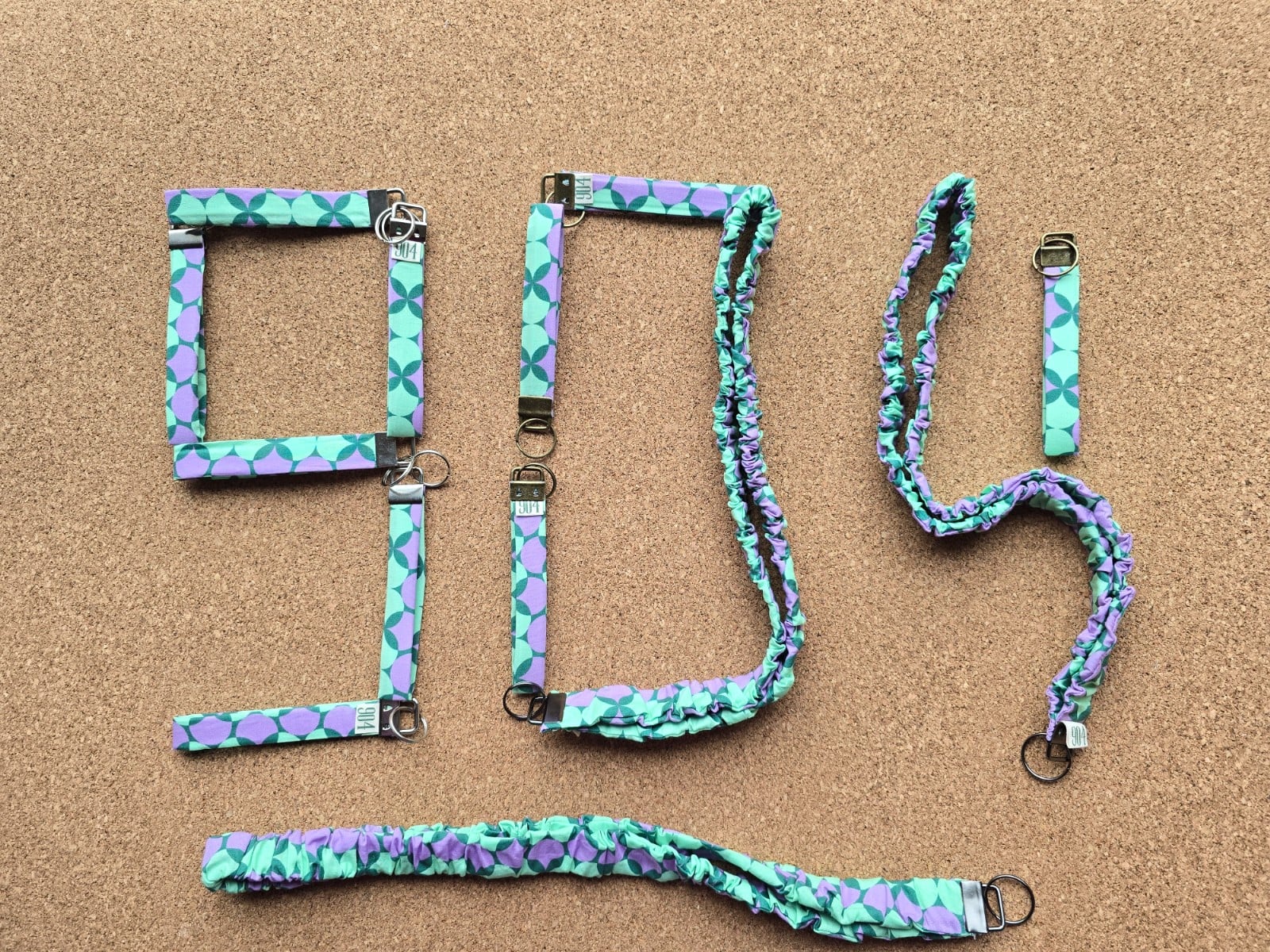 Scrunchie keycord | handgemaakt | retro | paars, groen | Atelier 904