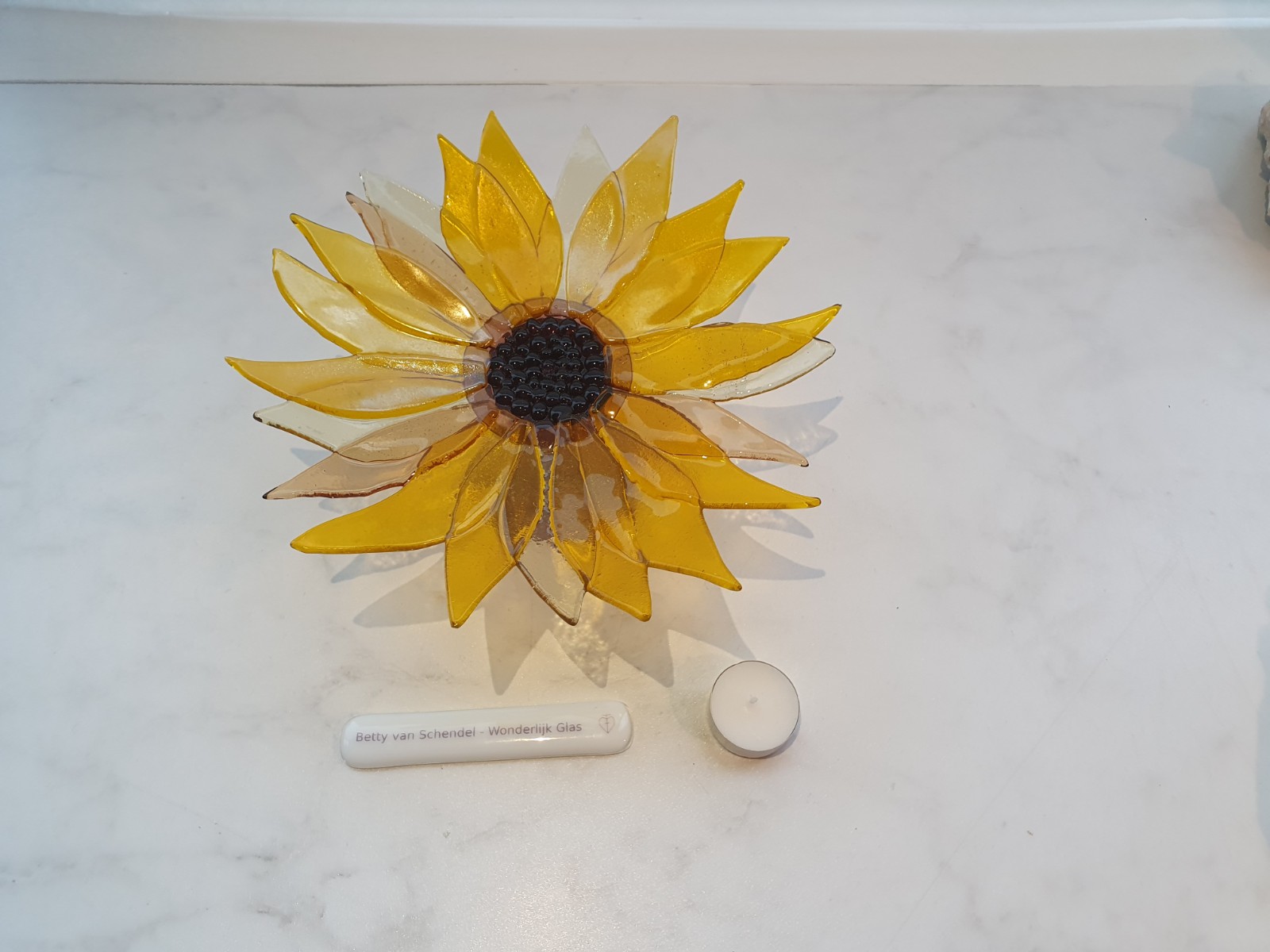 Zonnebloem glasobject