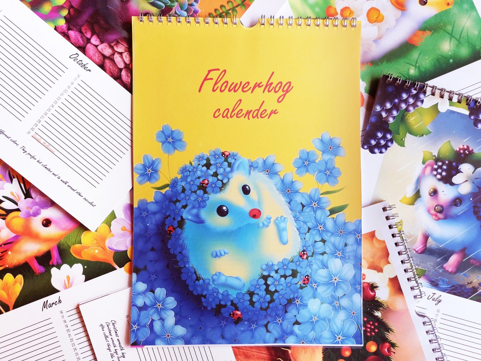 Verjaardags kalender bloemen egels A4