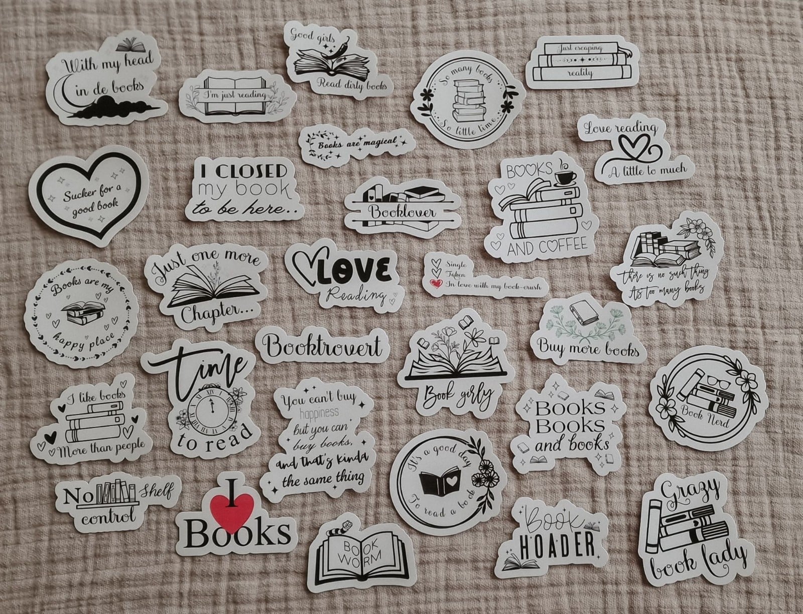 Bookish stickerset, set van 10 stuks