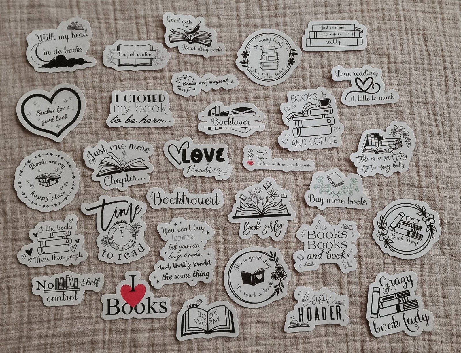 Bookish stickerset, set van 30 stuks