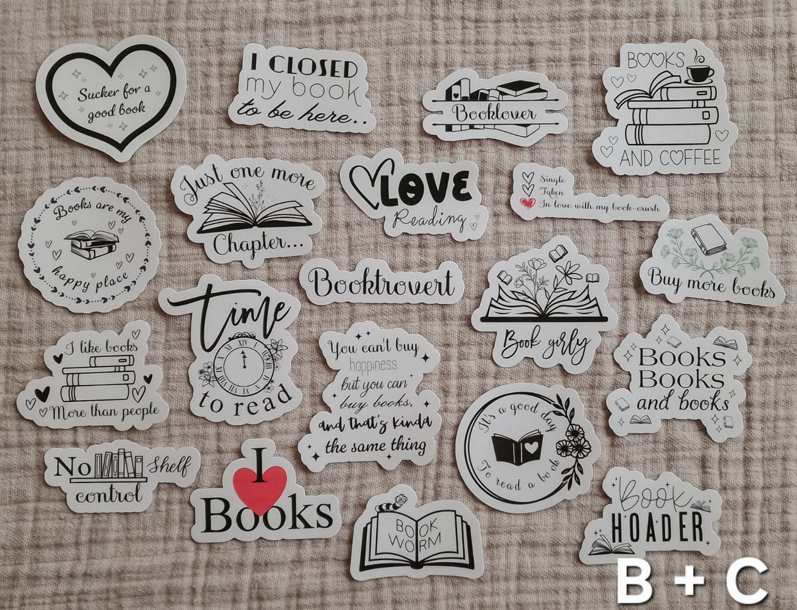 Bookish stickerset, set van 20 stuks